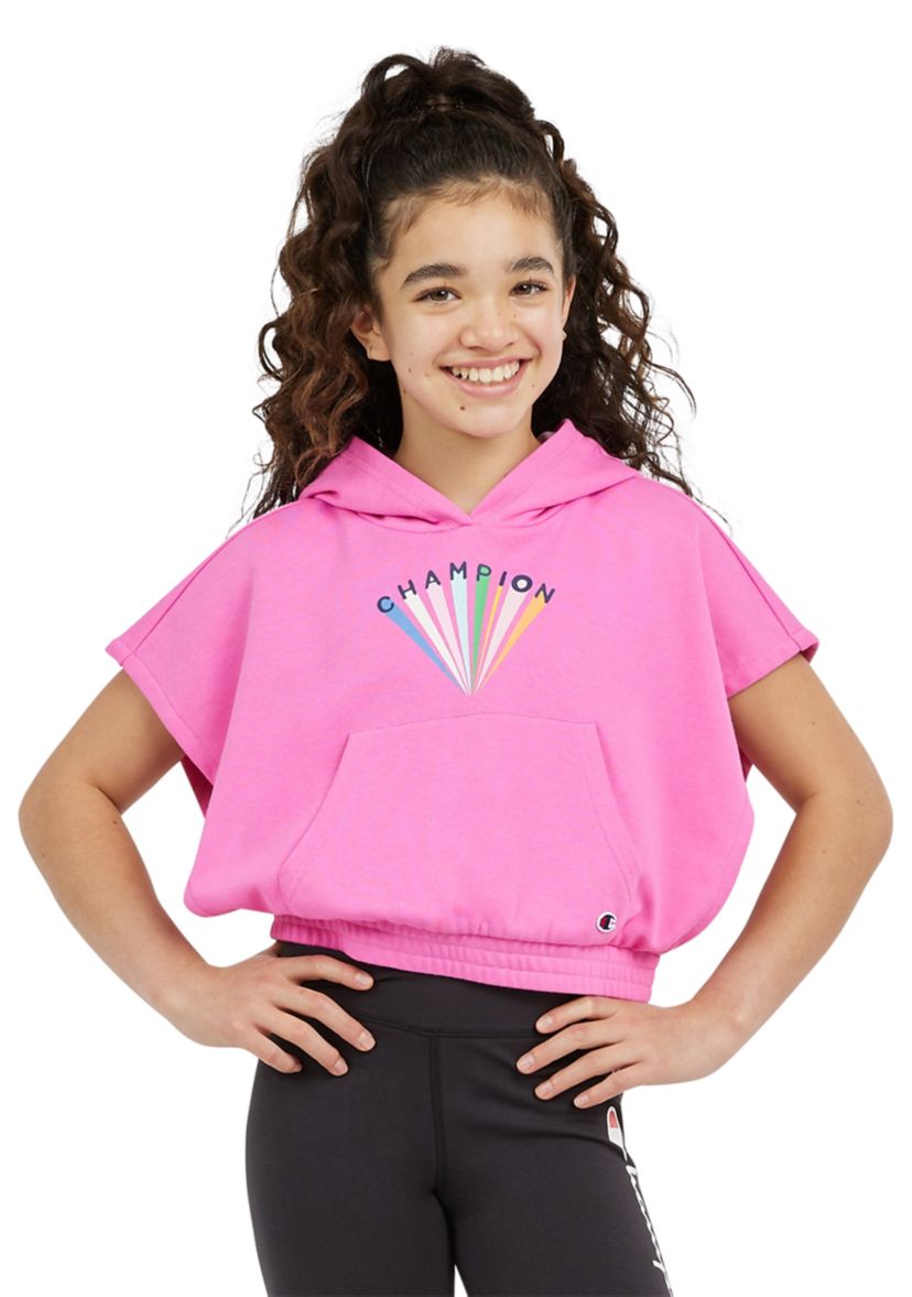 Girls 7-16 Hooded Short Sleeve Graphic Top