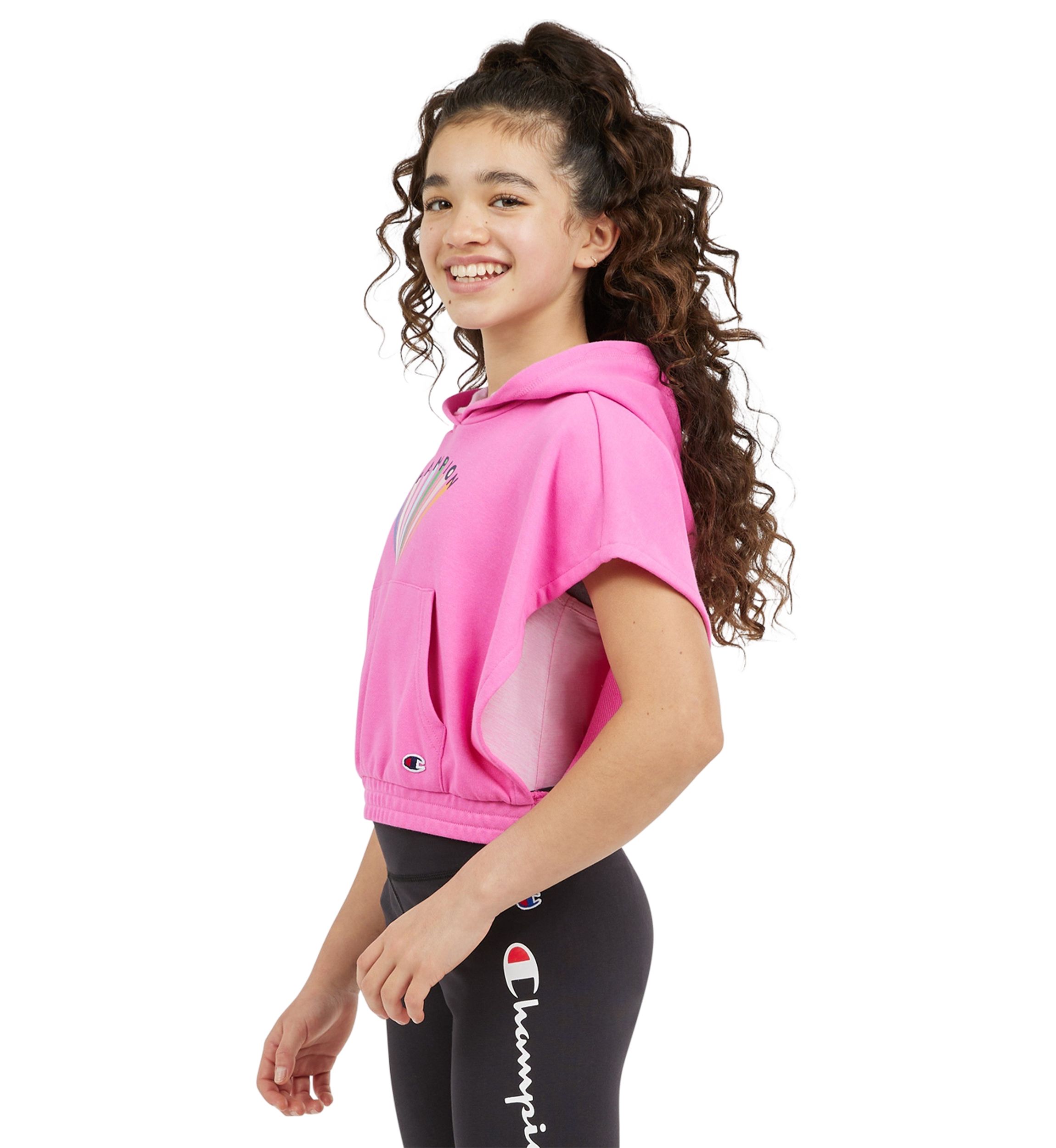 Girls 7-16 Hooded Short Sleeve Graphic Top