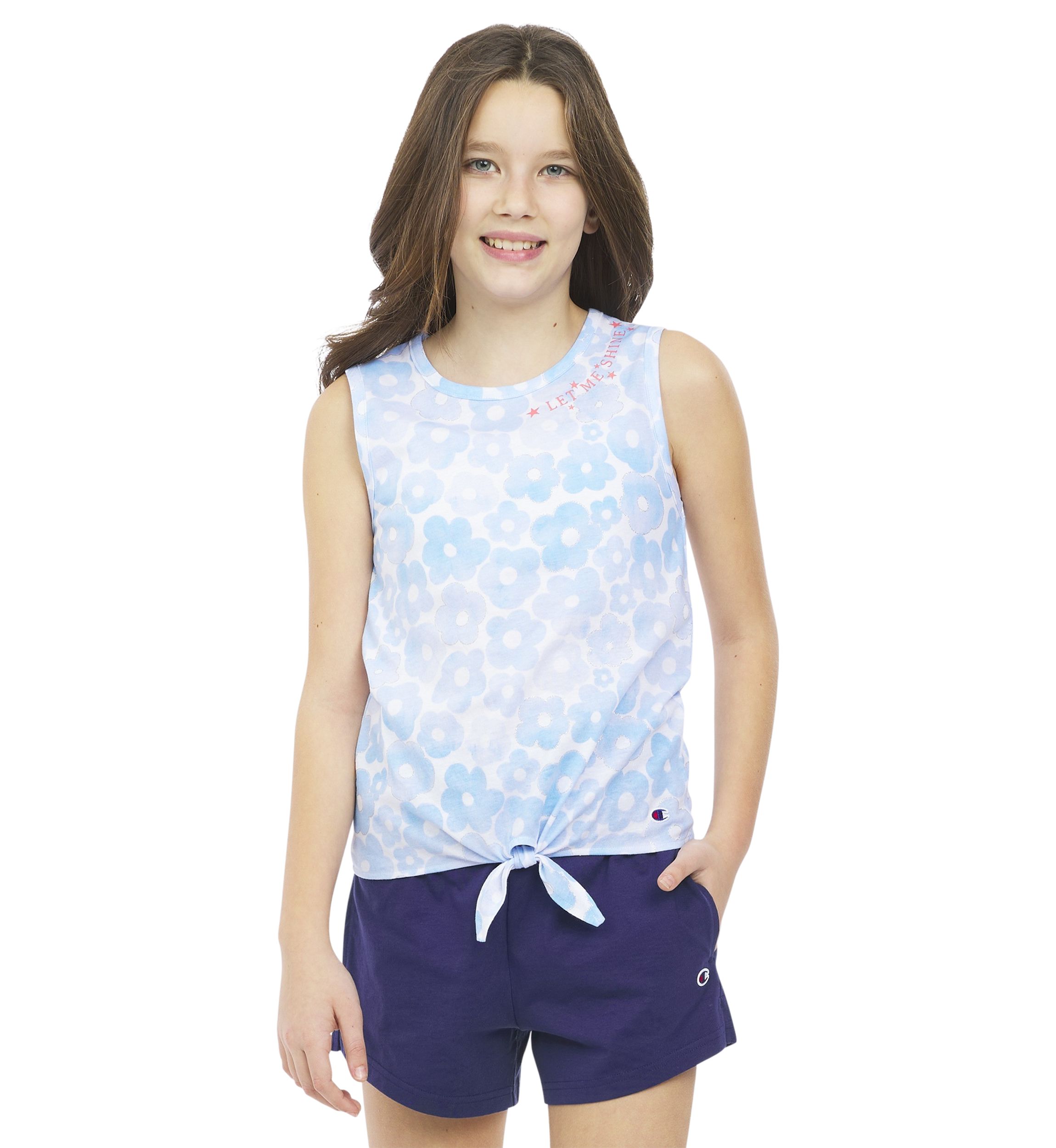 Girls 7-16 Printed Tie Front Tank Top