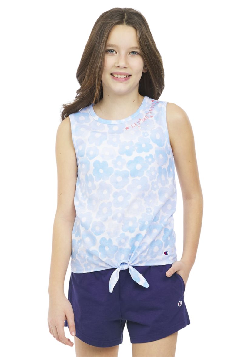 Girls 7-16 Printed Tie Front Tank Top