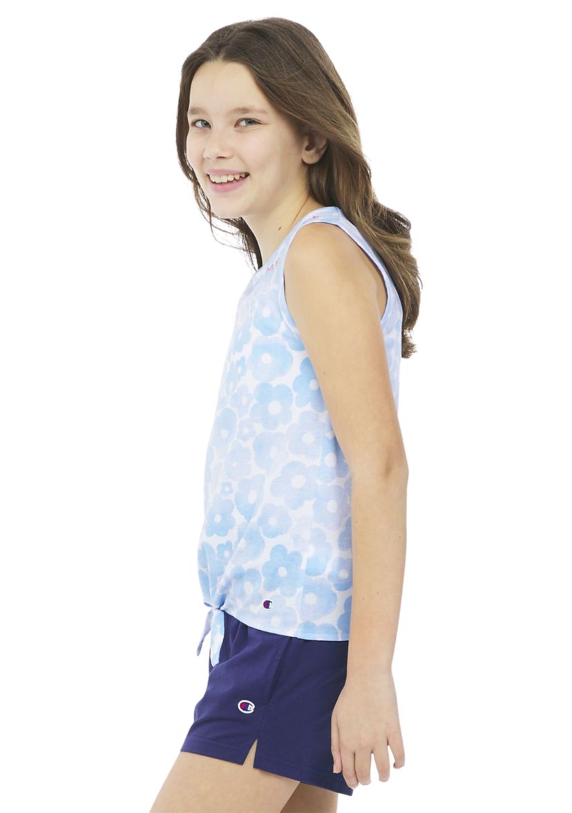 Girls 7-16 Printed Tie Front Tank Top