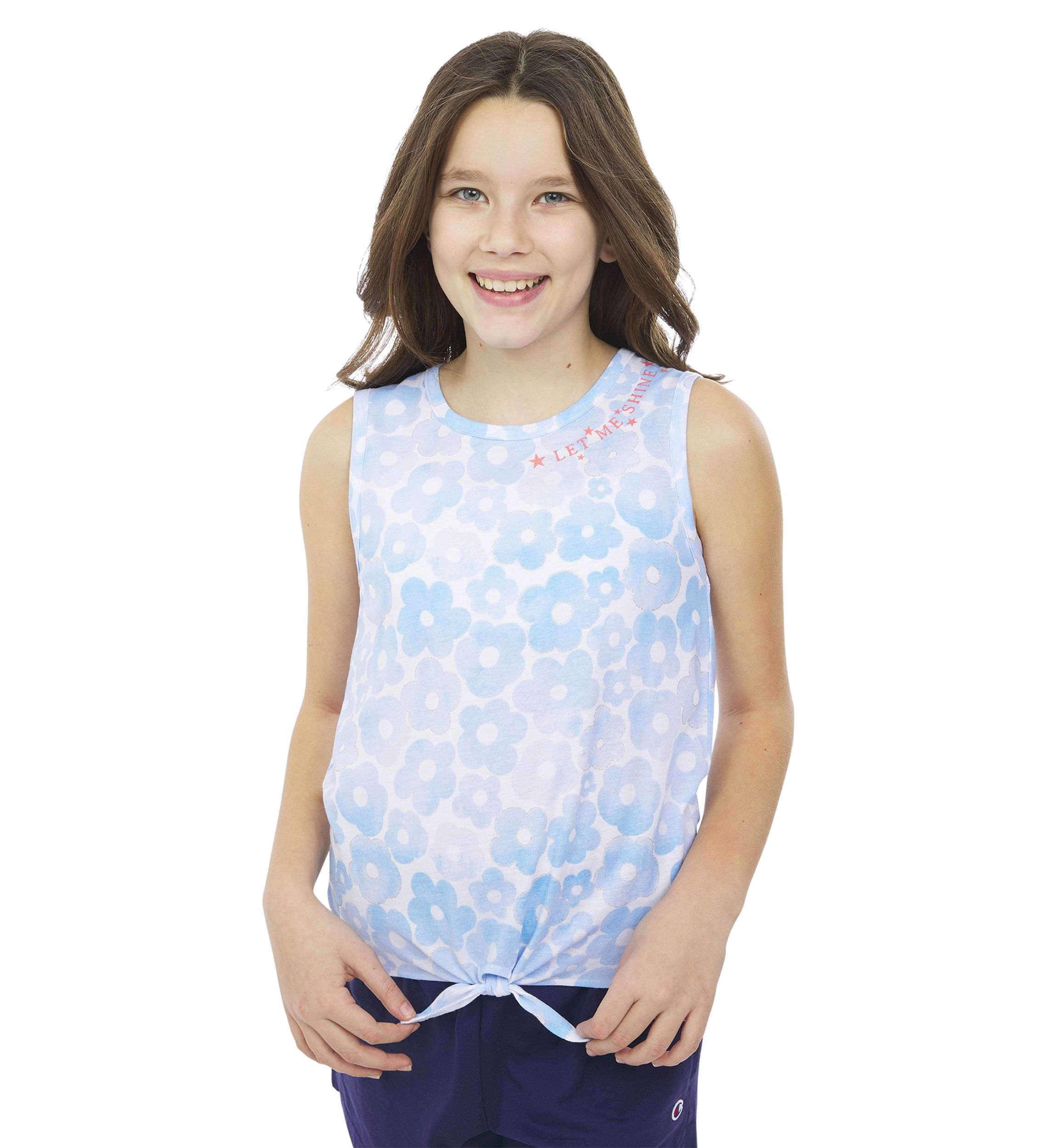 Girls 7-16 Printed Tie Front Tank Top