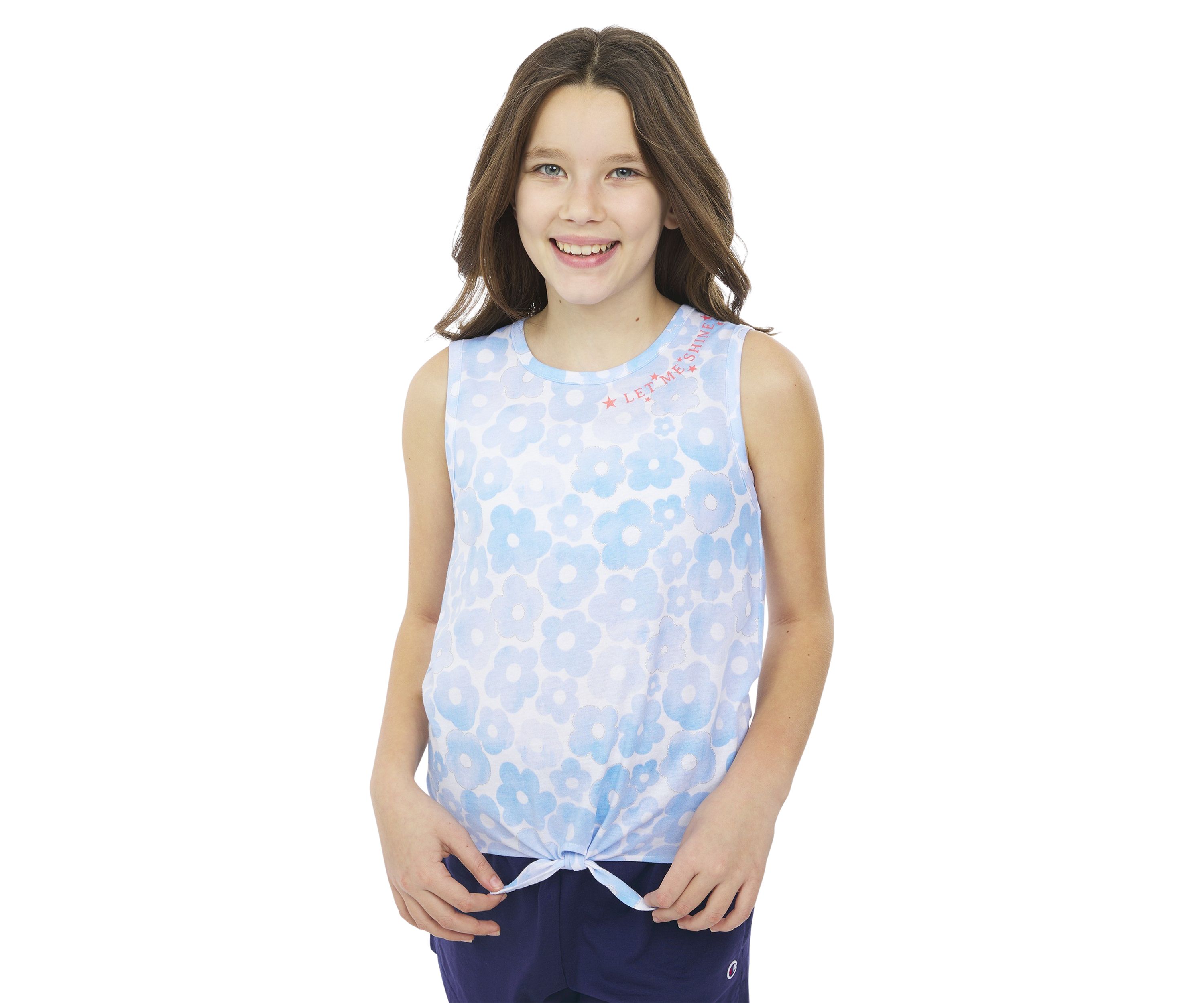 Girls 7-16 Printed Tie Front Tank Top