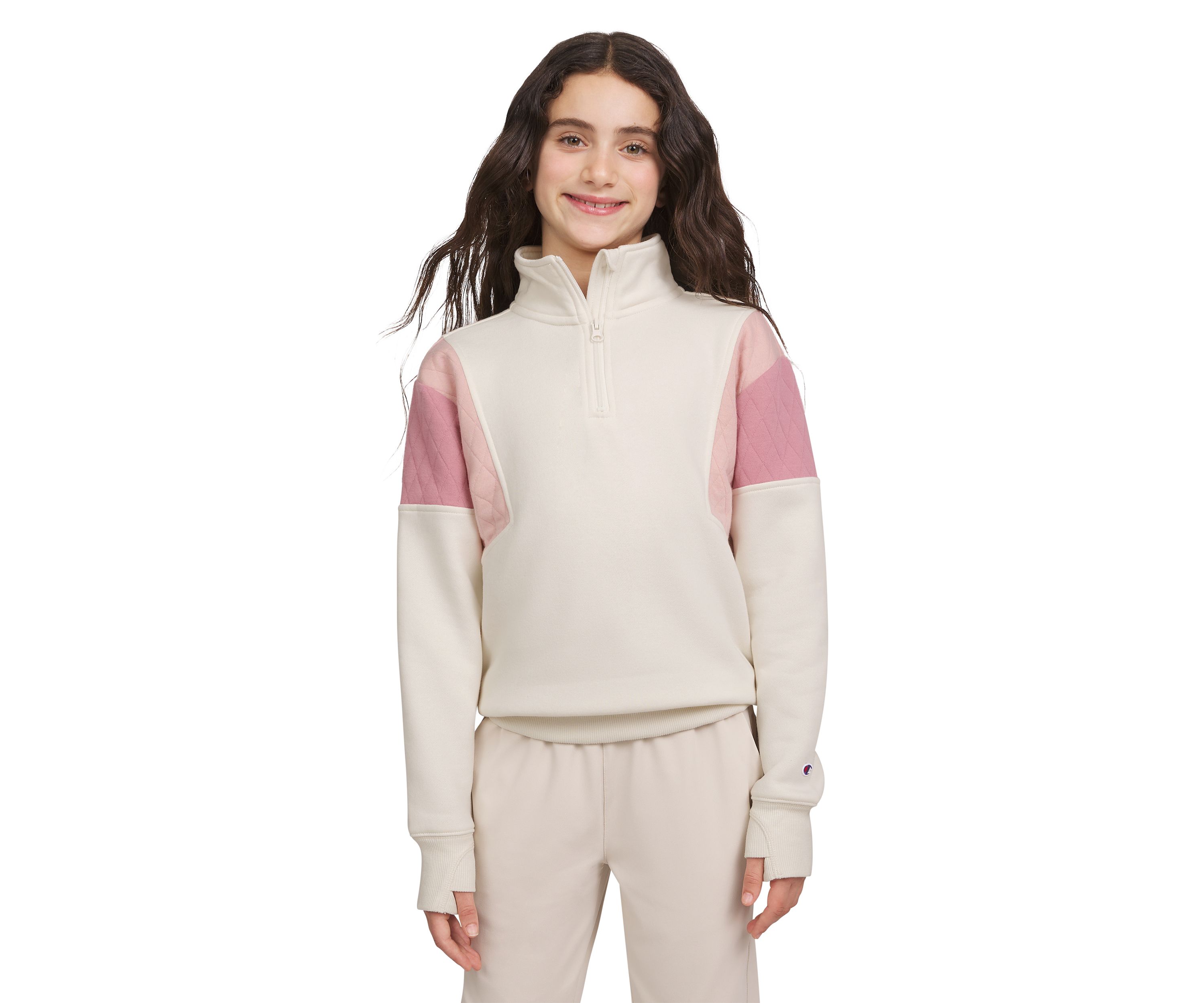 Girls 7-16 1/4 Zip Color Blocked Fleece Pullover