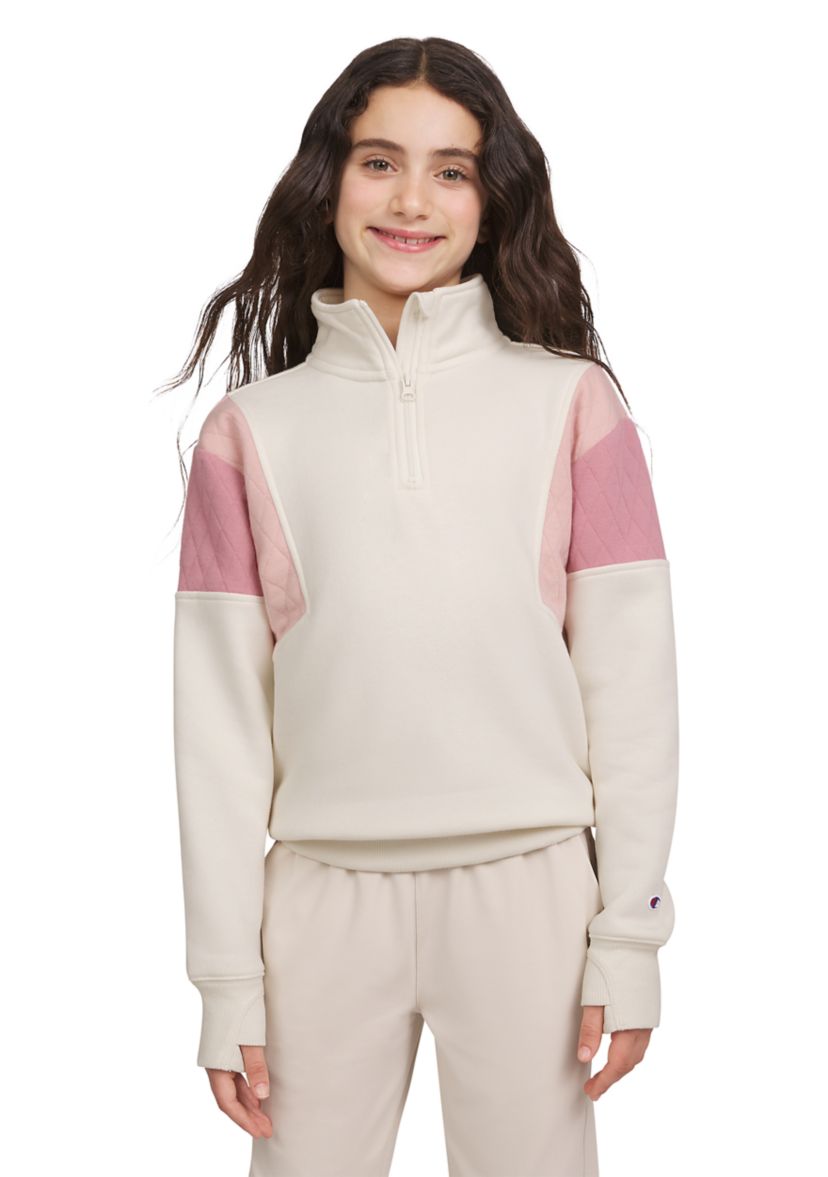 Girls 7-16 1/4 Zip Color Blocked Fleece Pullover