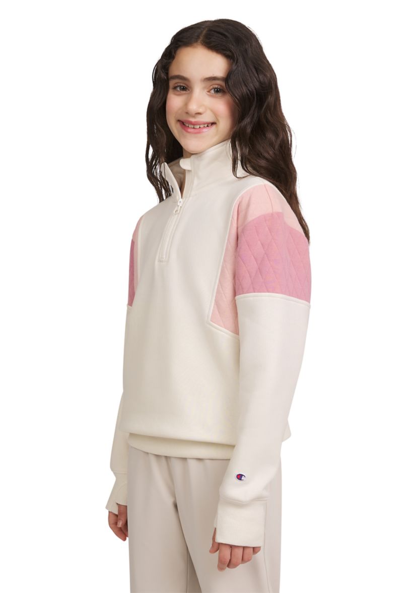 Girls 7-16 1/4 Zip Color Blocked Fleece Pullover