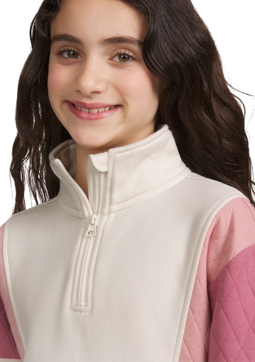 Girls 7-16 1/4 Zip Color Blocked Fleece Pullover