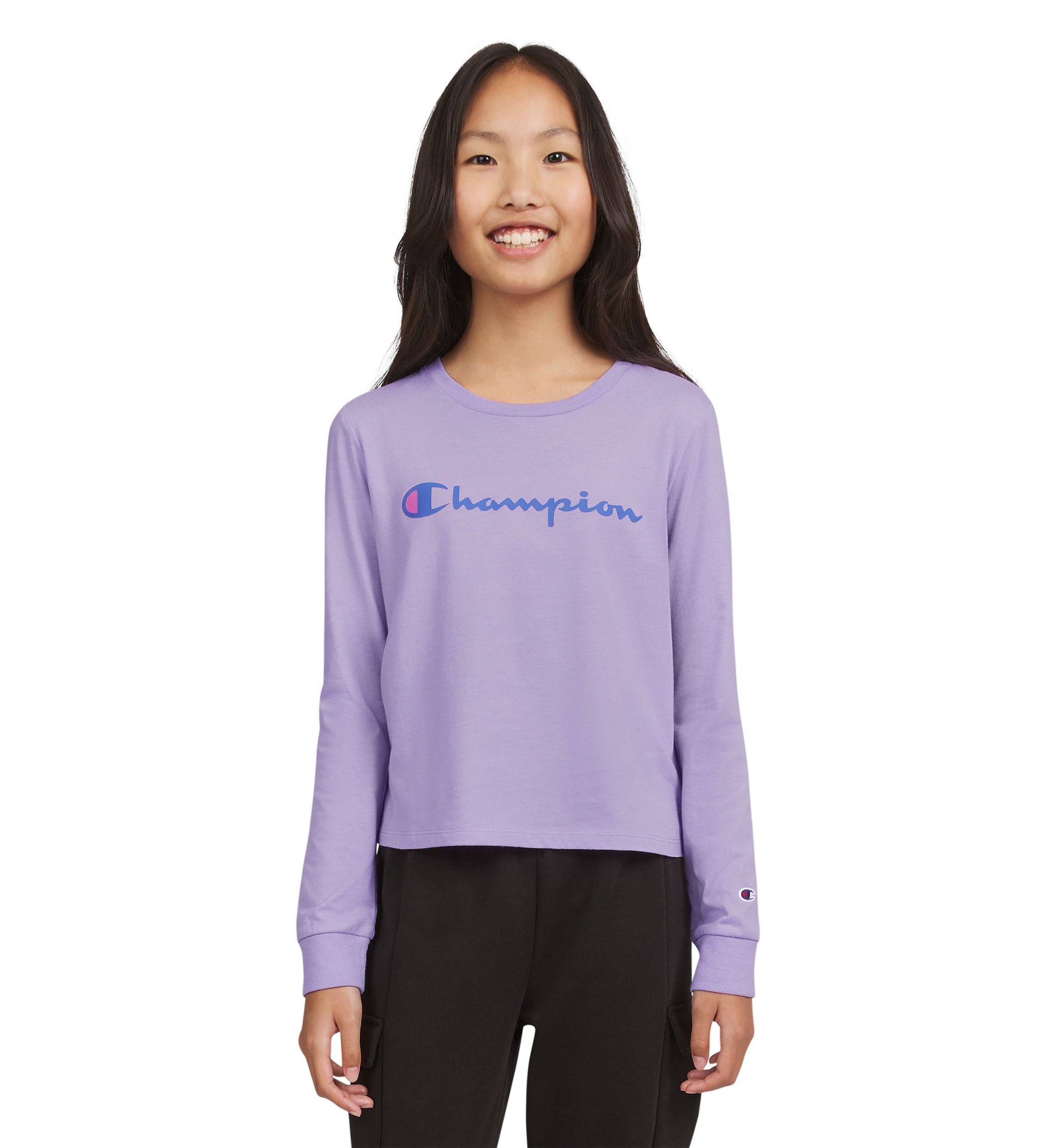 Girls 7-16 Meet & Greet Long Sleeve Script Graphic T-Shirt
