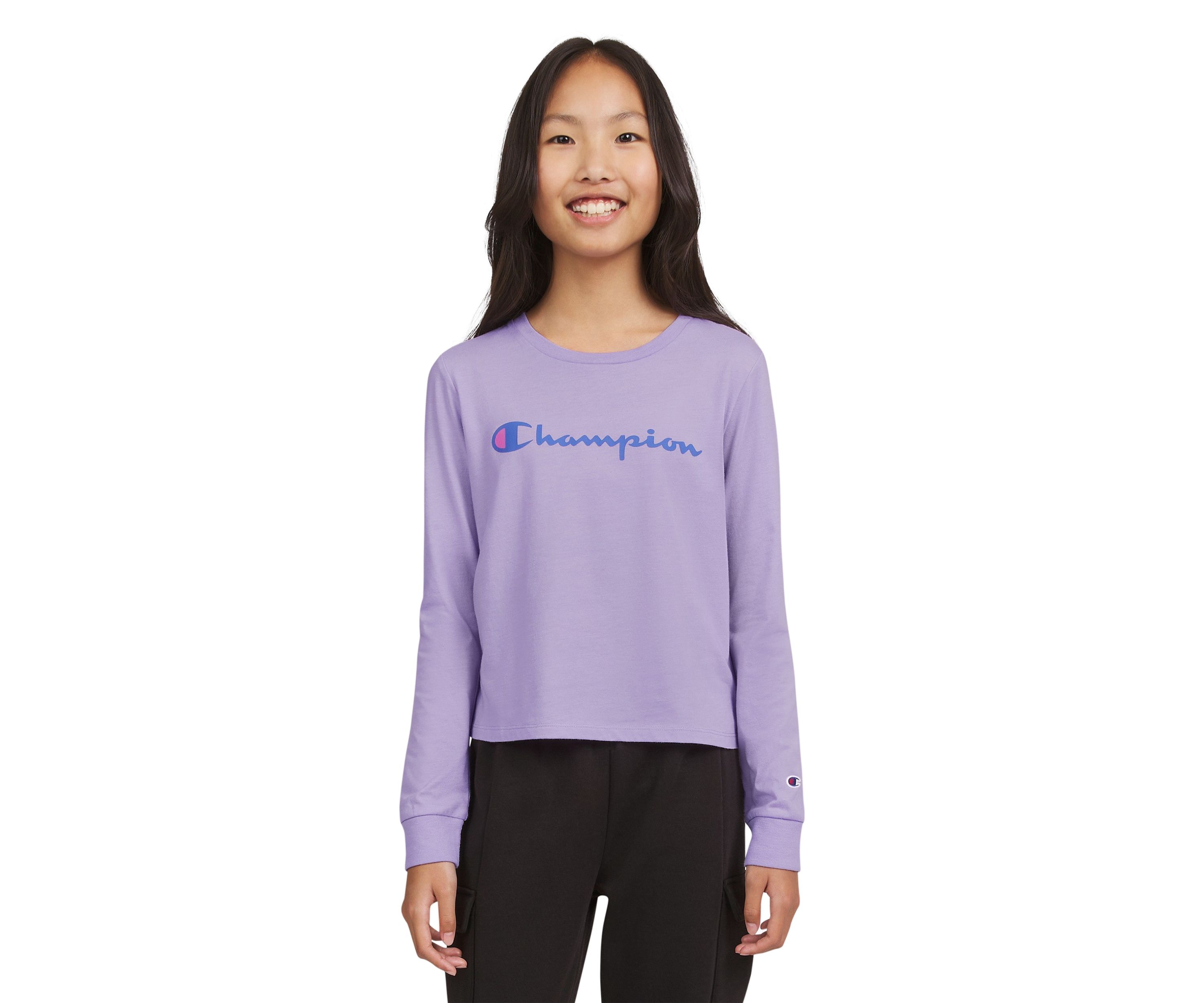Girls 7-16 Meet & Greet Long Sleeve Script Graphic T-Shirt