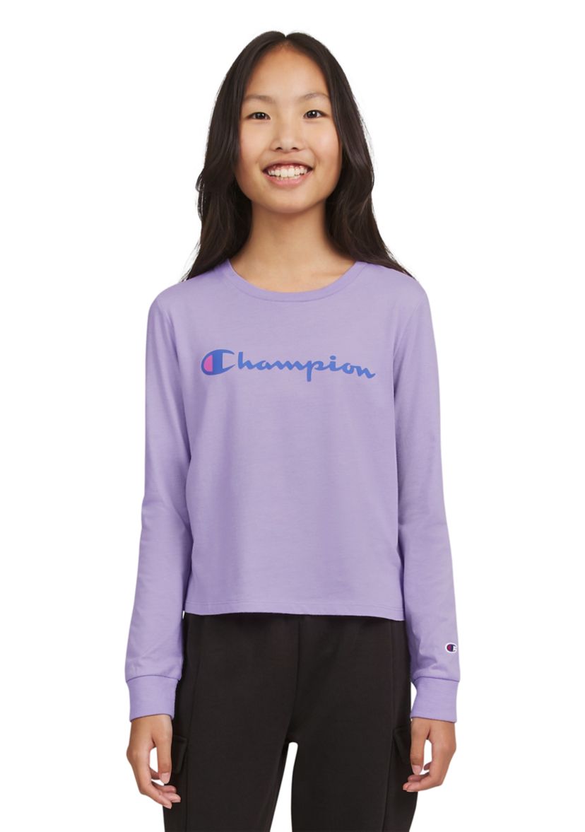 Girls 7-16 Meet & Greet Long Sleeve Script Graphic T-Shirt
