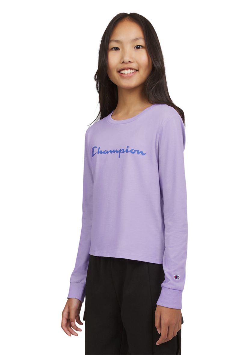 Girls 7-16 Meet & Greet Long Sleeve Script Graphic T-Shirt
