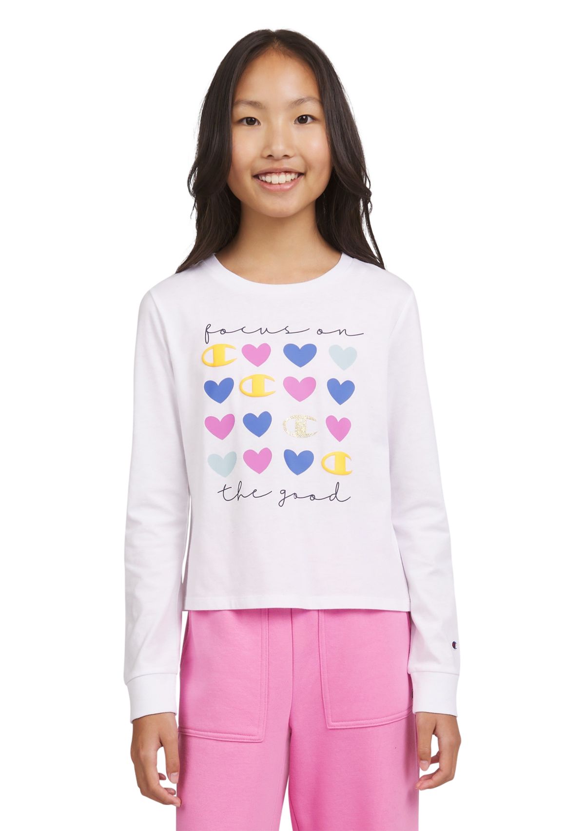 Girls 7-16 Meet & Greet Long Sleeve Script Graphic T-Shirt