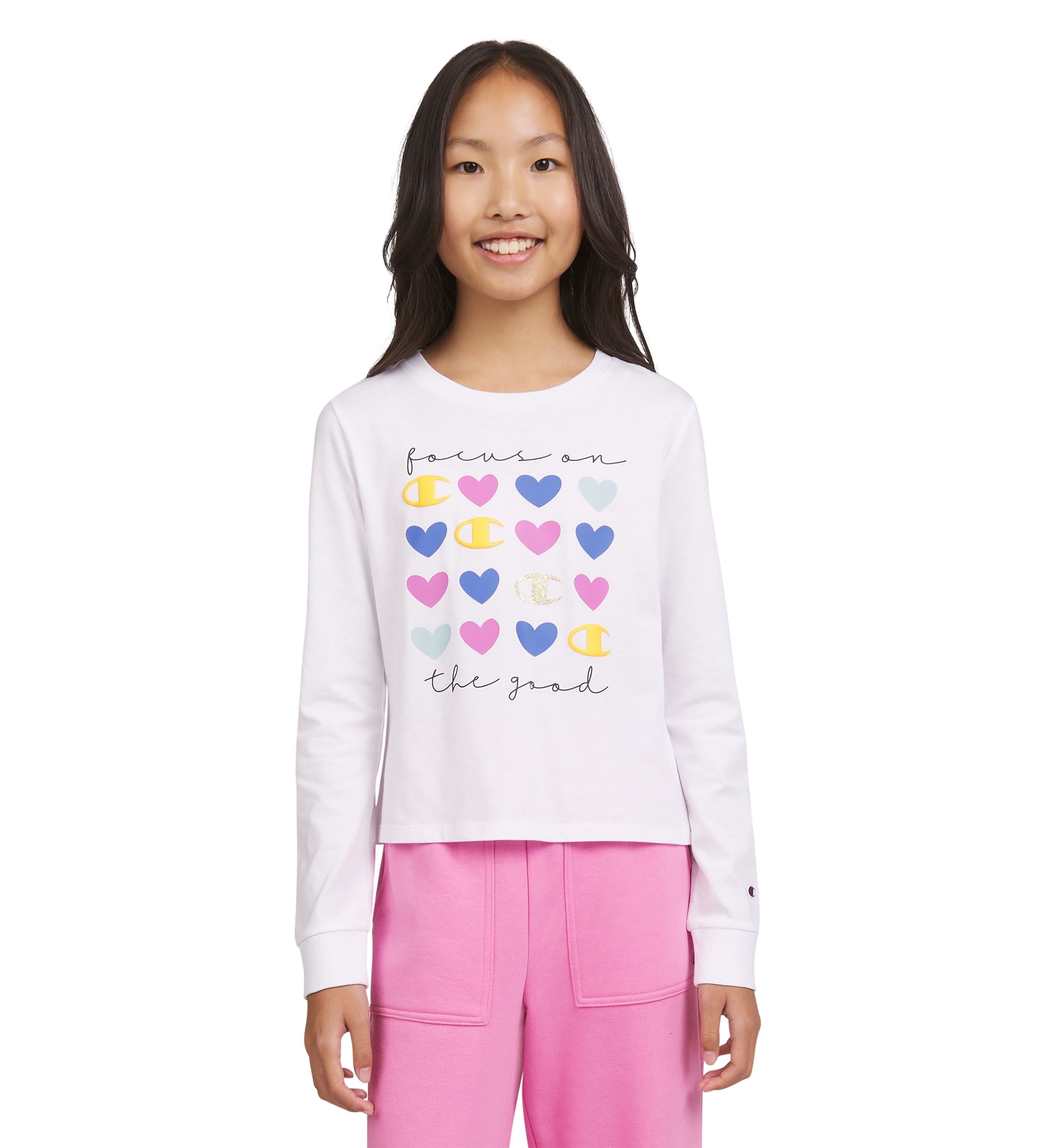Girls 7-16 Meet & Greet Long Sleeve Script Graphic T-Shirt