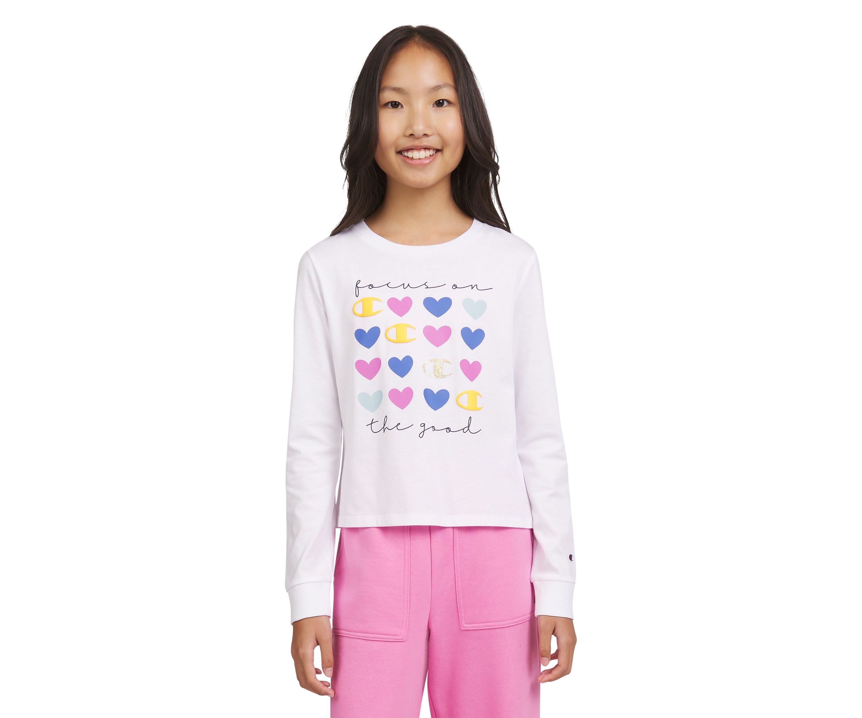 Girls 7-16 Meet & Greet Long Sleeve Script Graphic T-Shirt