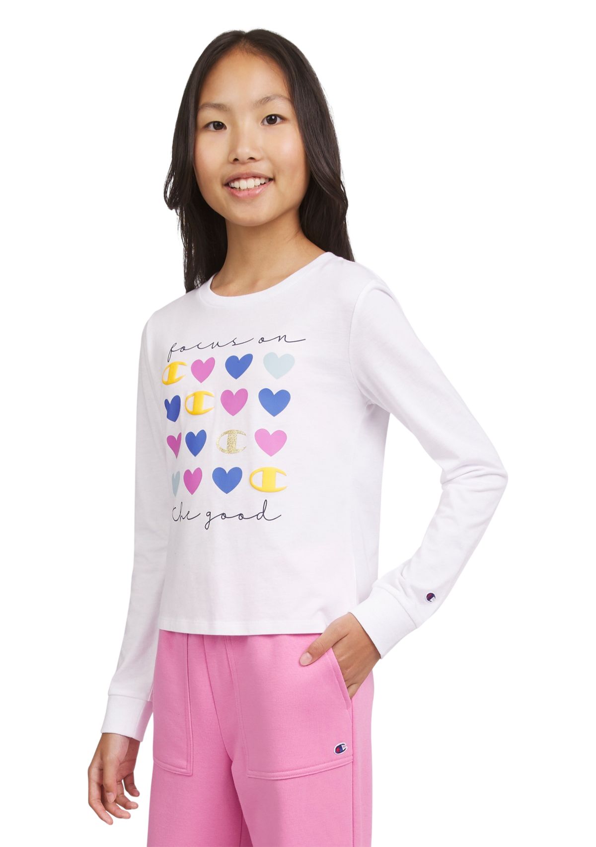 Girls 7-16 Meet & Greet Long Sleeve Script Graphic T-Shirt