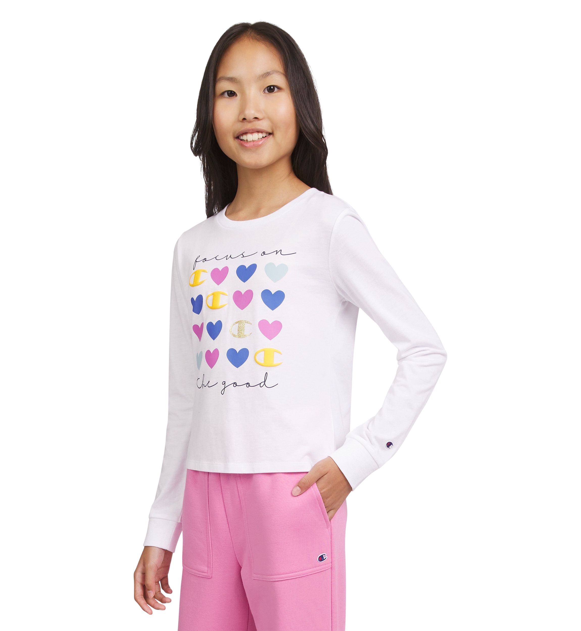 Girls 7-16 Meet & Greet Long Sleeve Script Graphic T-Shirt