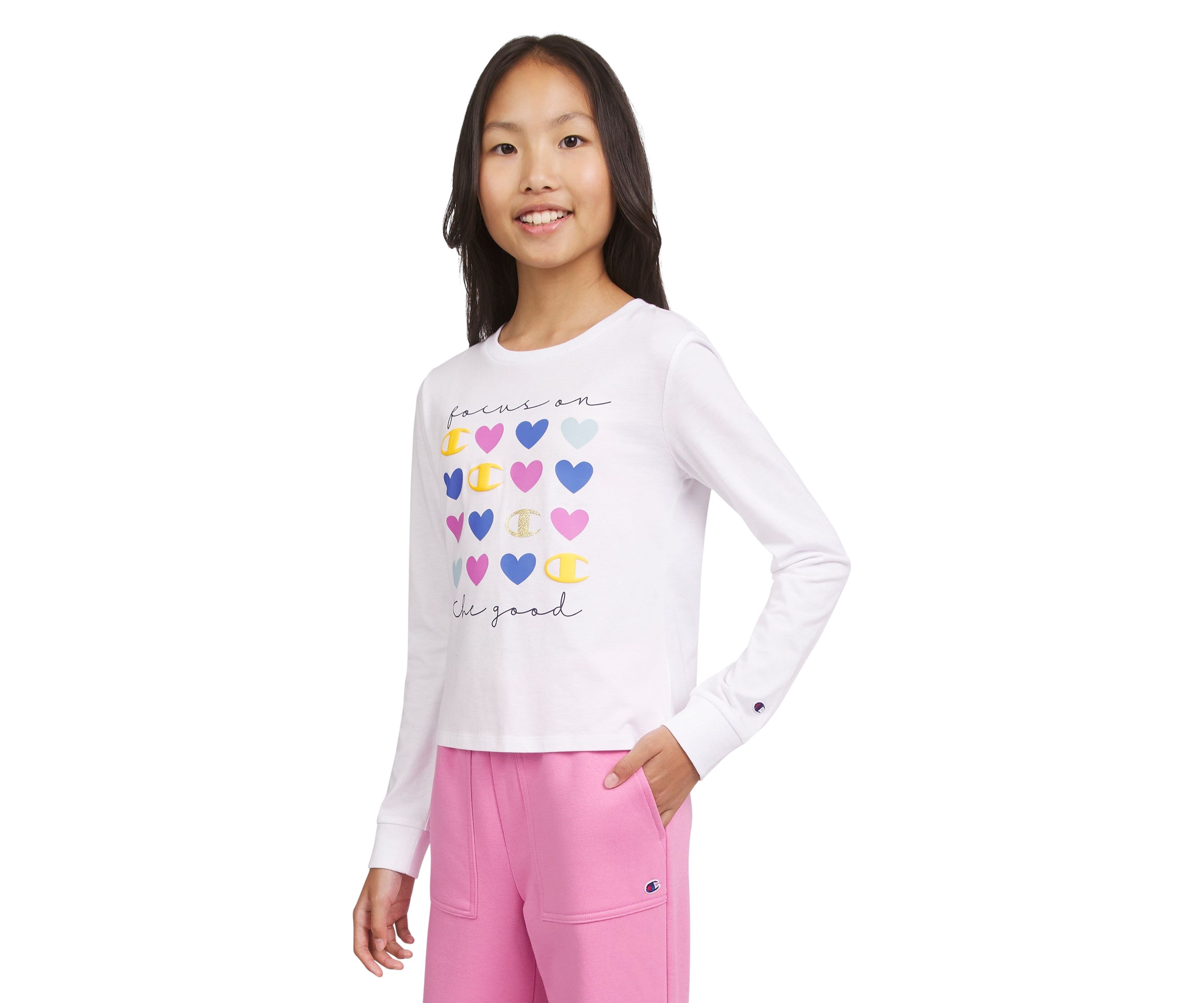 Girls 7-16 Meet & Greet Long Sleeve Script Graphic T-Shirt
