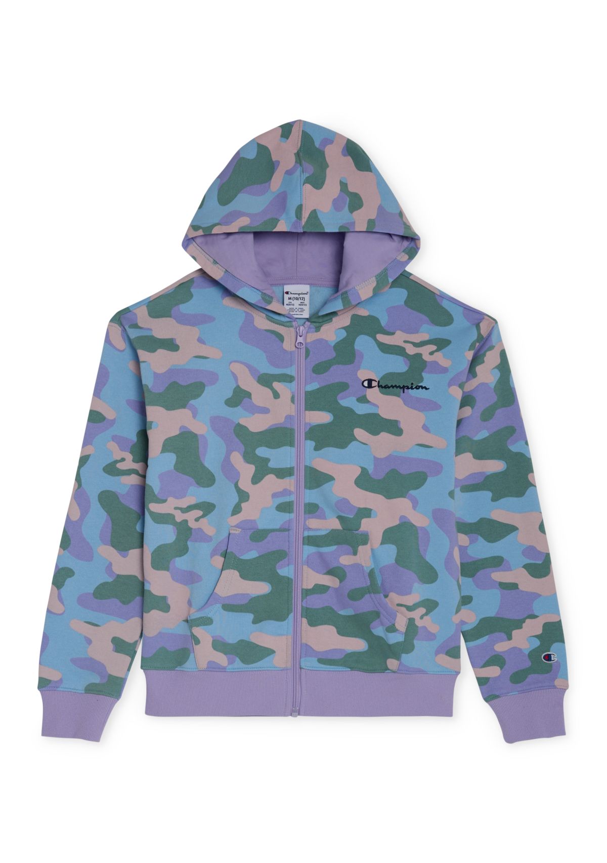 Girls 7-16 Allover Script Zip Up Hoodie