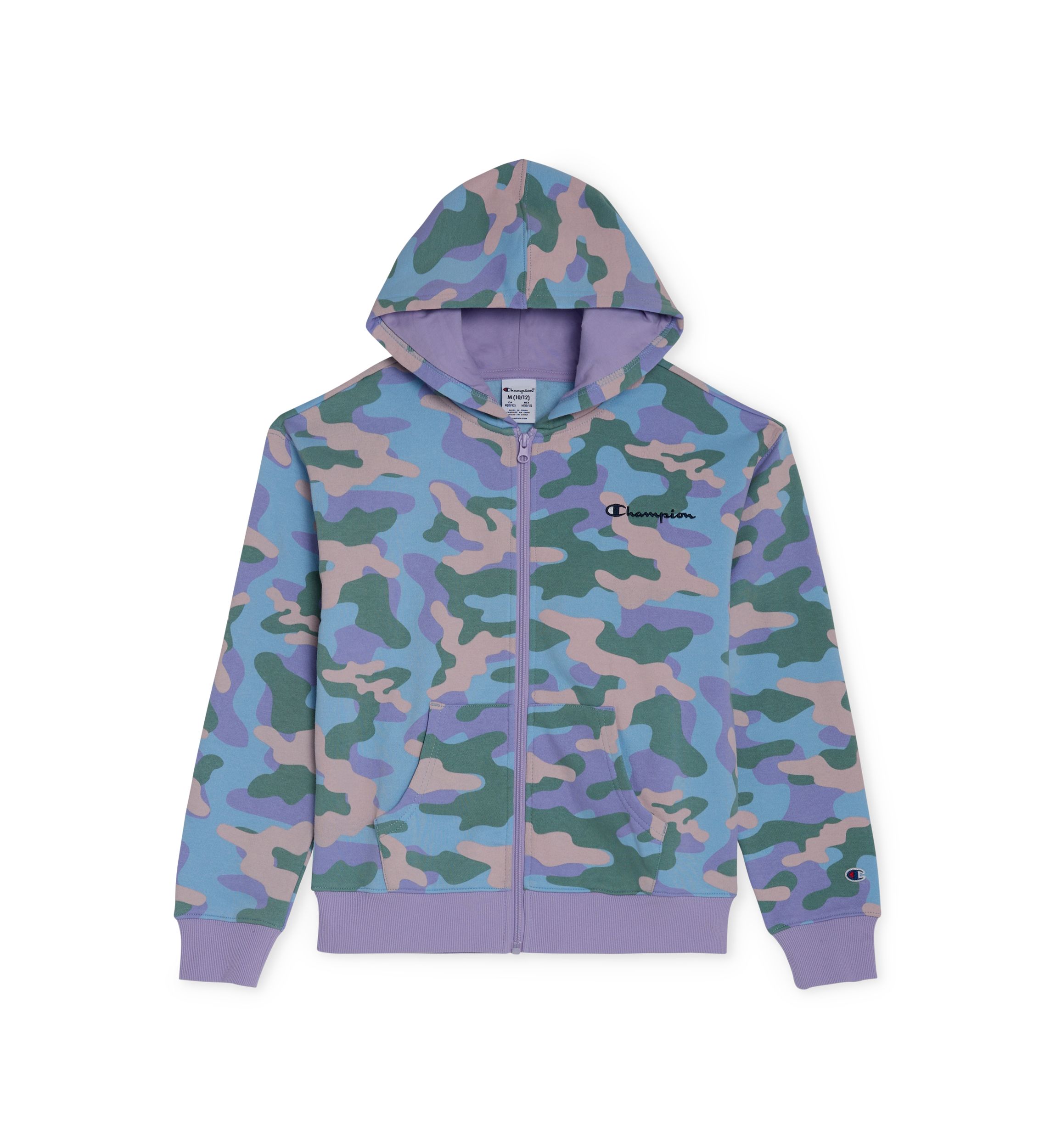 Girls 7-16 Allover Script Zip Up Hoodie