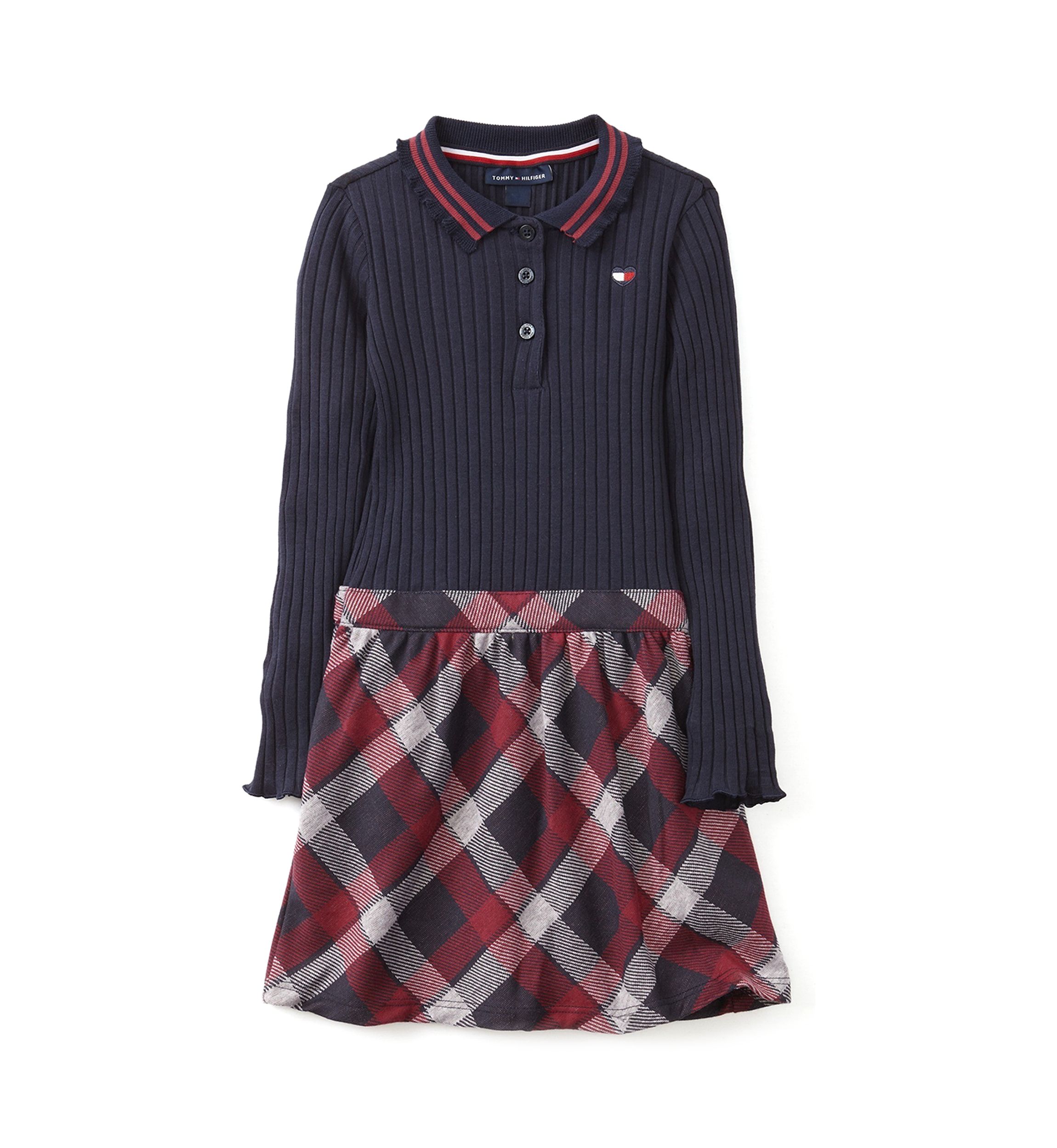 Girls 4-6x Ribbed Plaid Dress