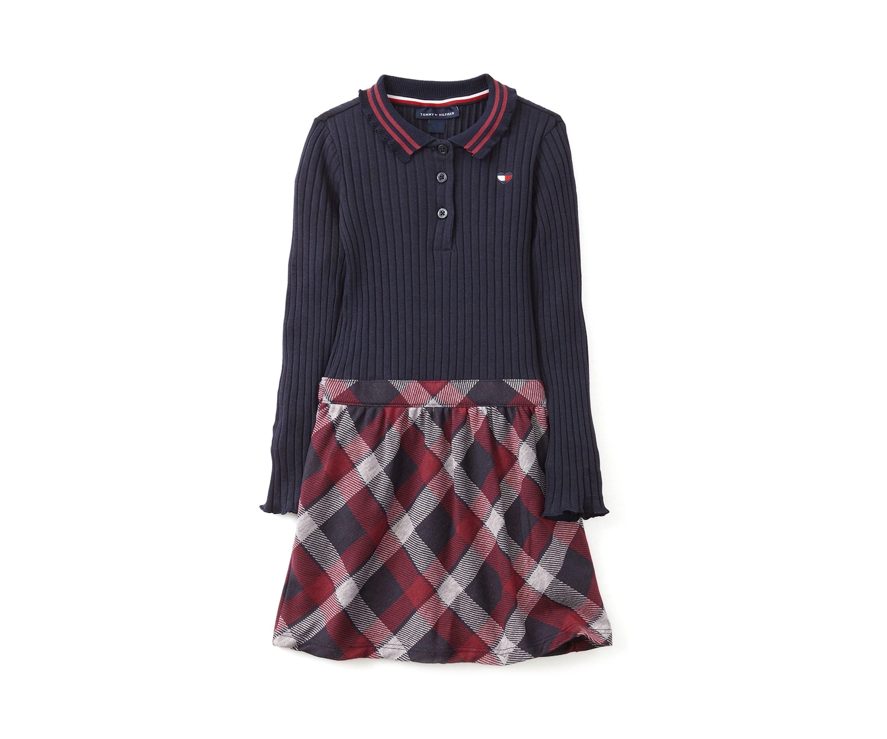 Girls 4-6x Ribbed Plaid Dress