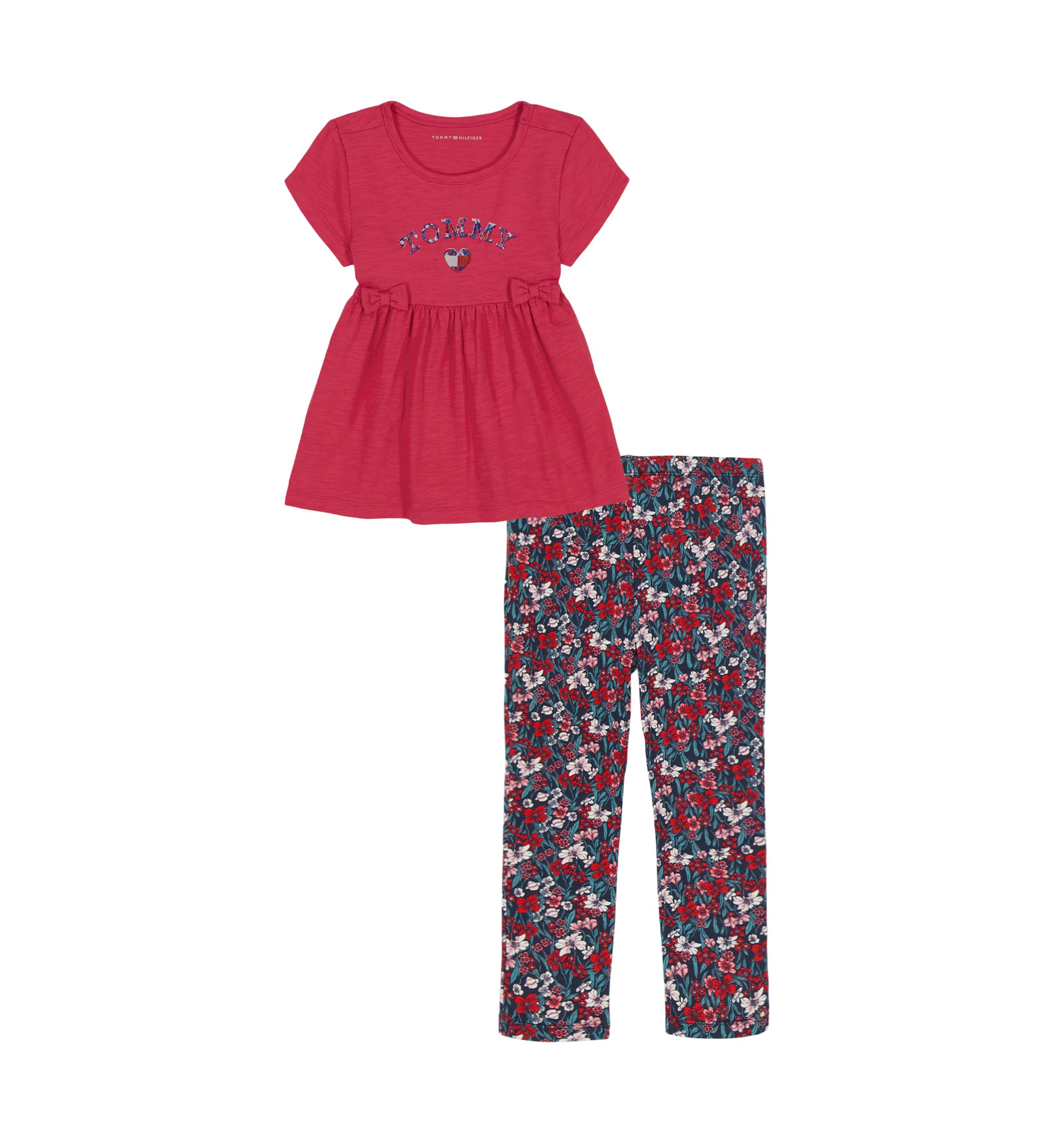 Girls 4-6x Berry Floral Allover Print Legging Set
