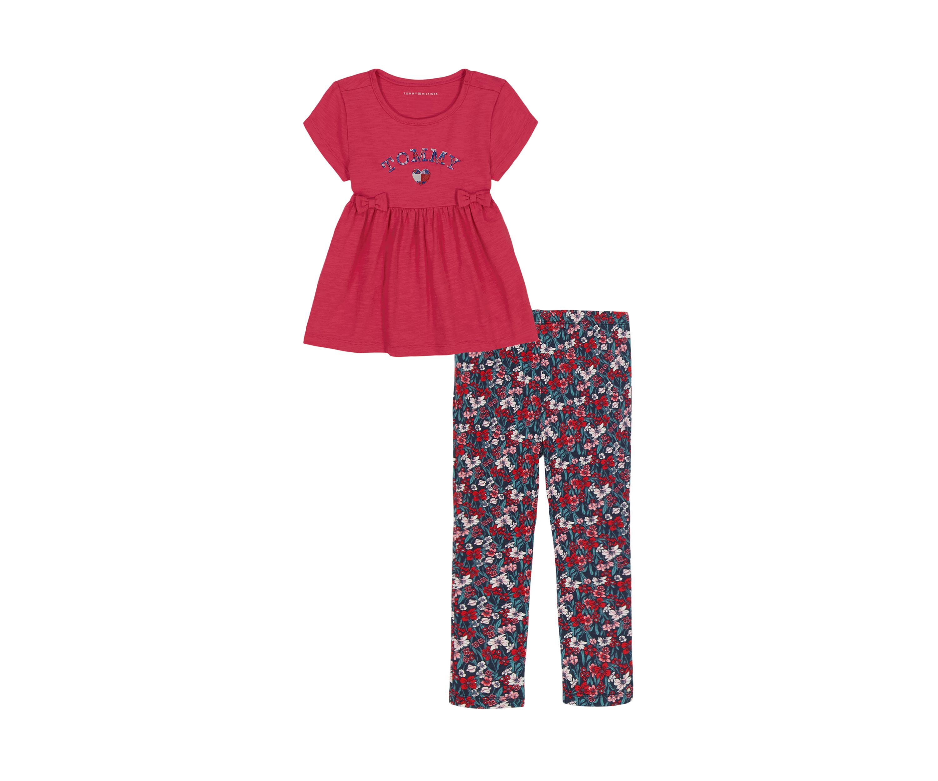 Girls 4-6x Berry Floral Allover Print Legging Set