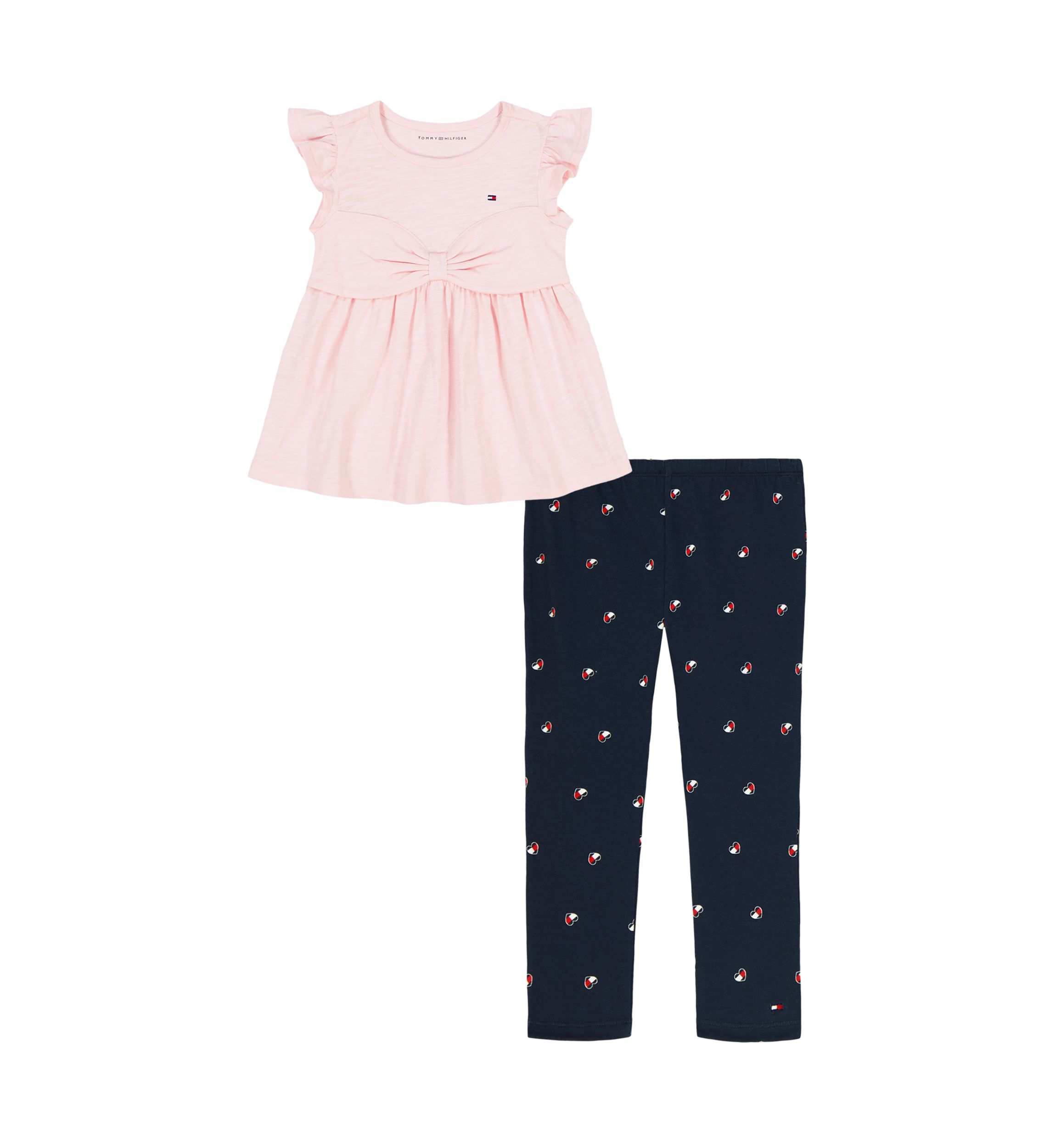 Girls 4-6x Heart Flag Top and Printed Leggings Set