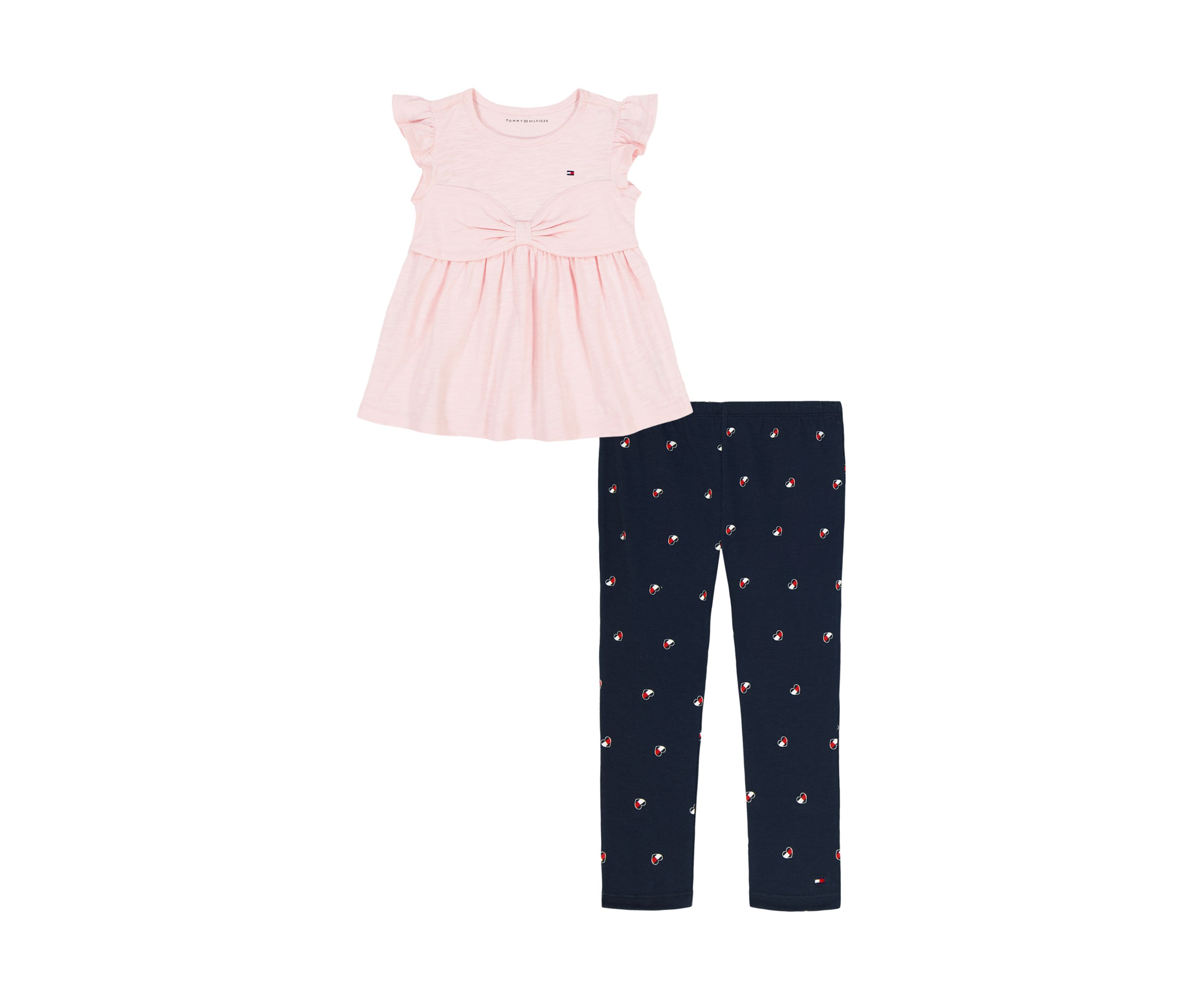 Girls 4-6x Heart Flag Top and Printed Leggings Set