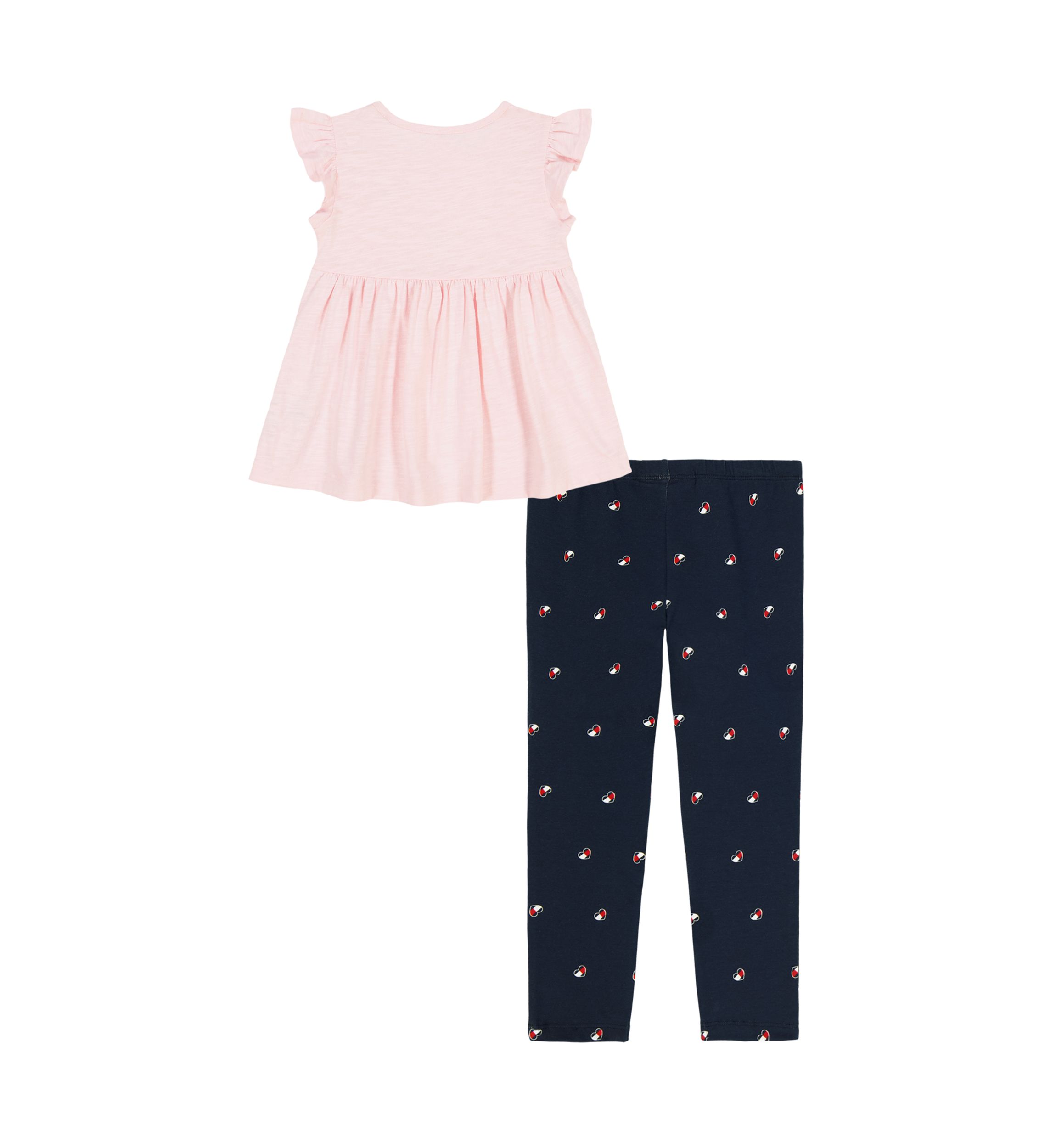 Girls 4-6x Heart Flag Top and Printed Leggings Set