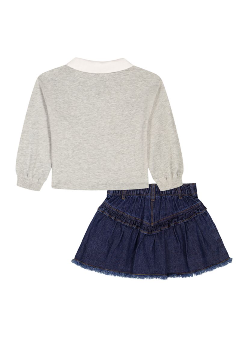 Girls 4-6x Jersey Top and Denim Ruffle Skirt Set 