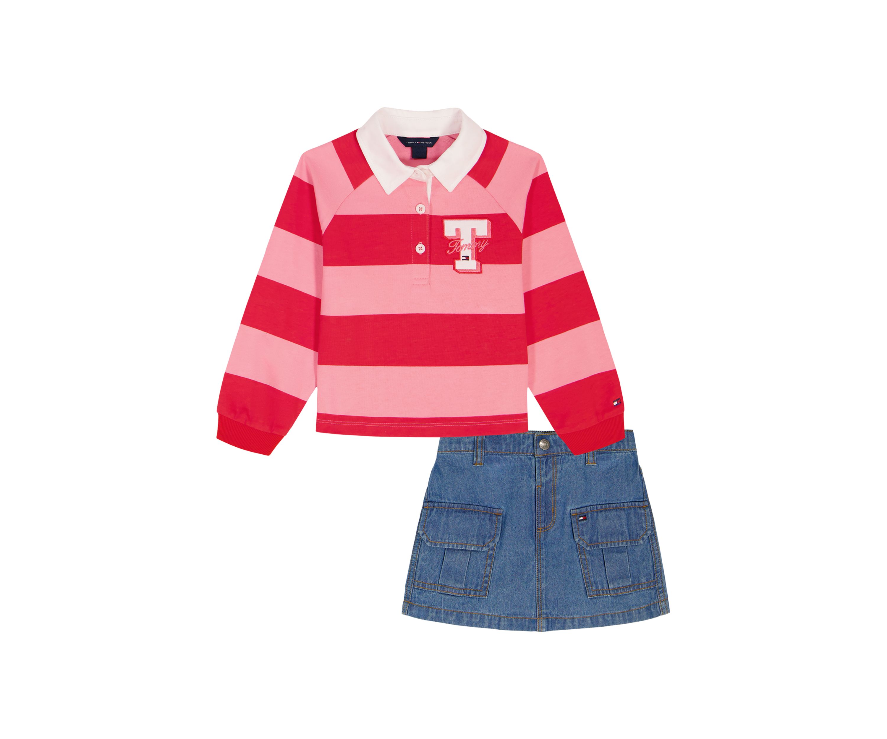 Girls 4-6x Rugby Top and Denim Skirt Set