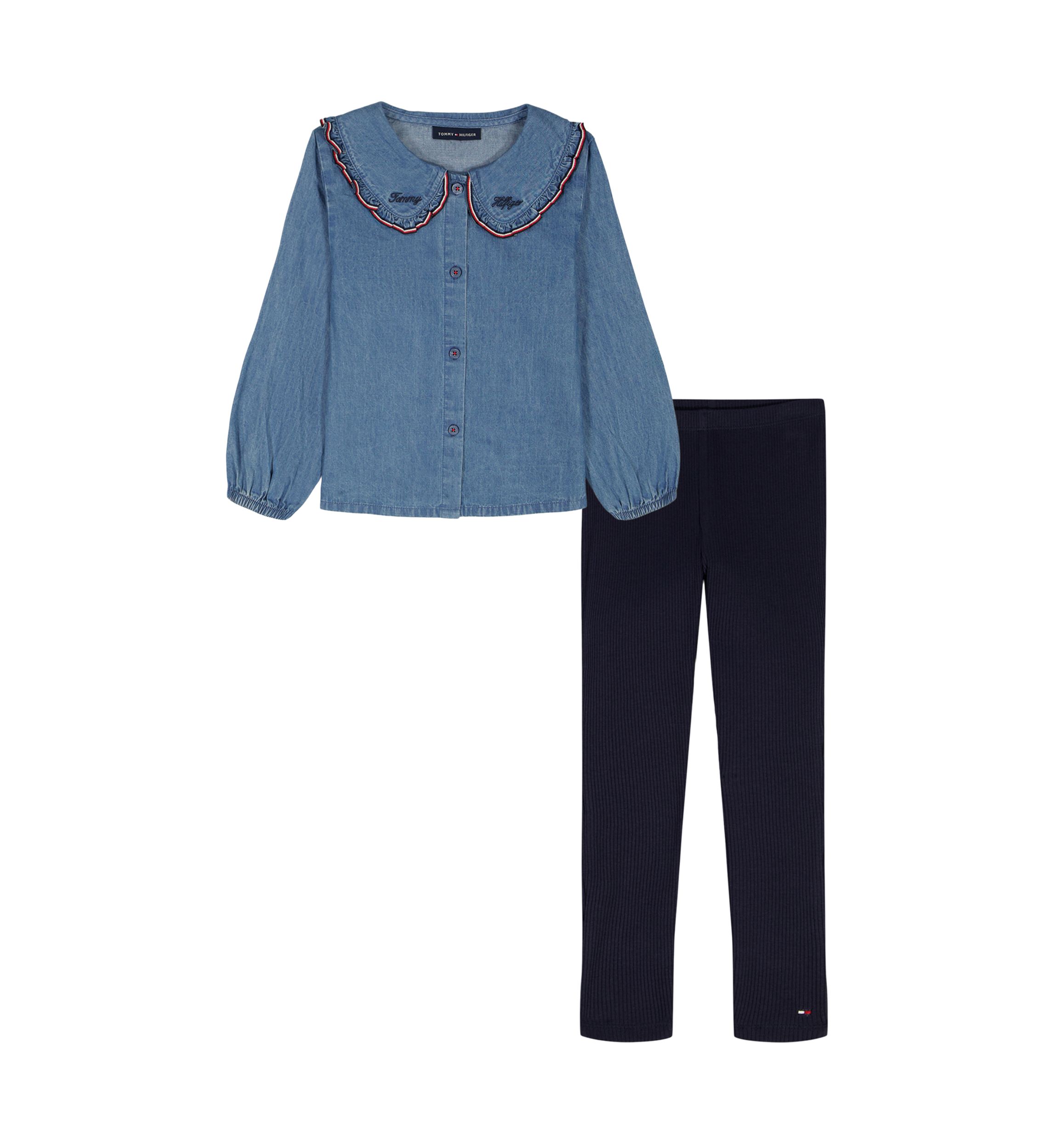 Girls 4-6x Denim Top and Leggings Set