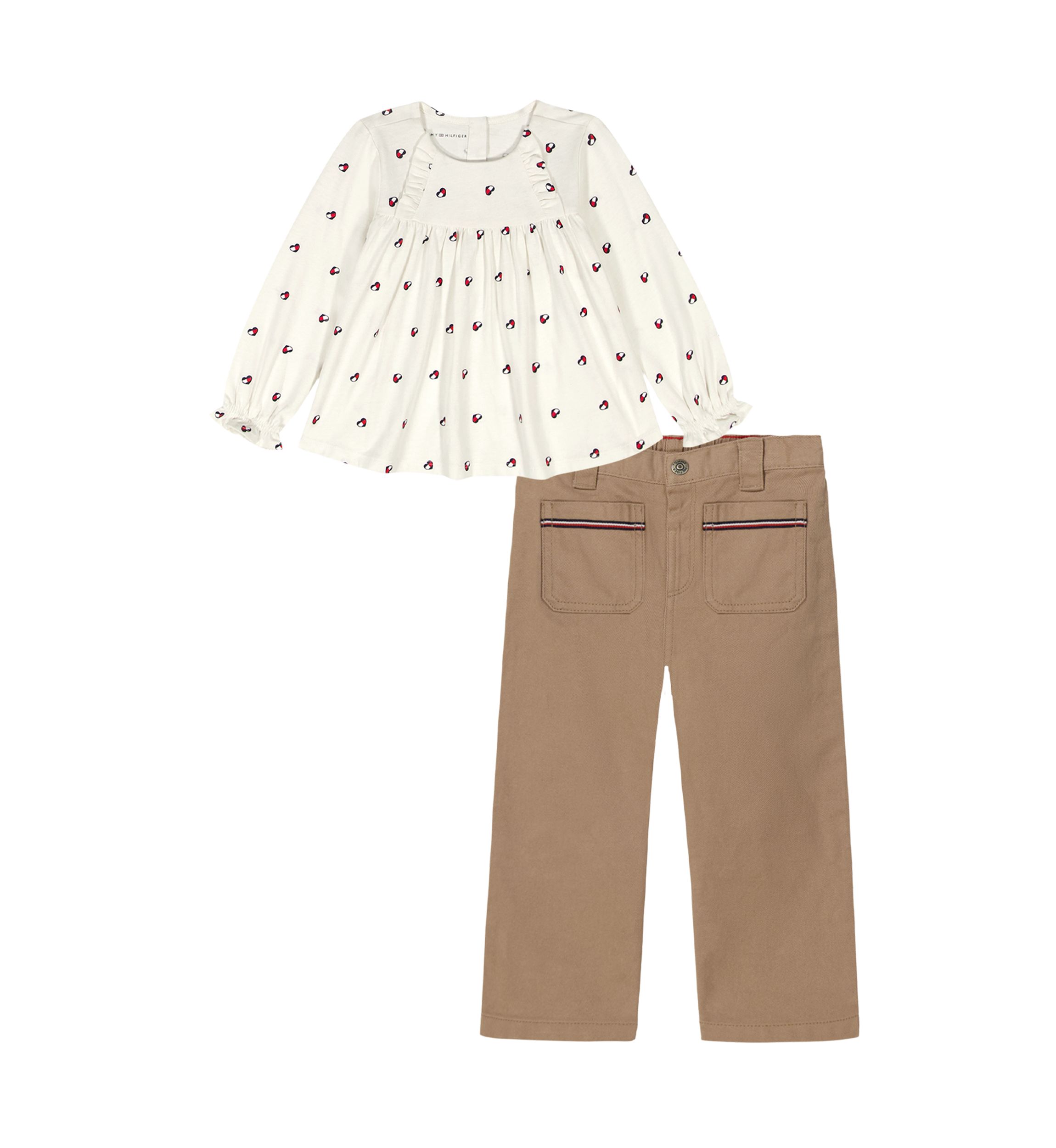 Girls 4-6x Hear Flag Top with WIde Leg Pants 