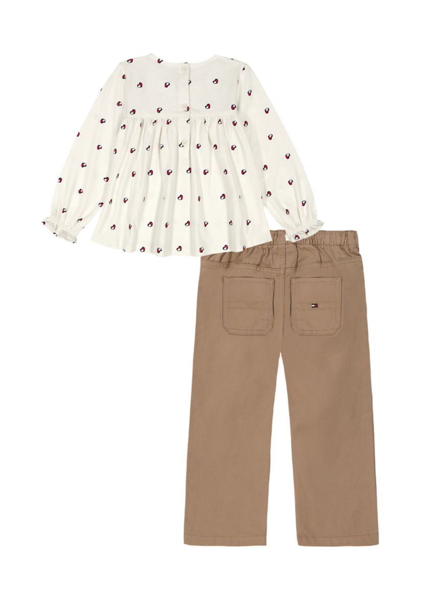 Girls 4-6x Hear Flag Top with WIde Leg Pants 