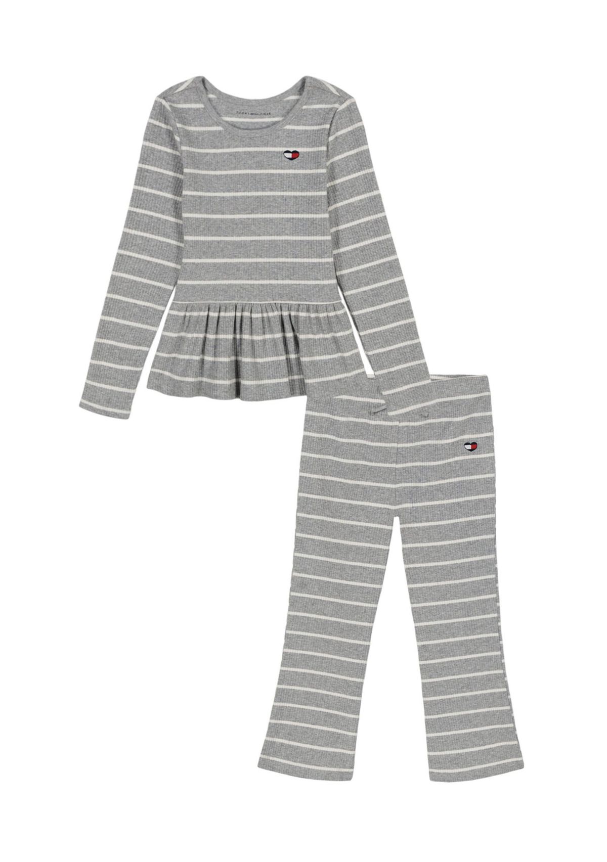 Girls 4-6x Stripe Peplum Top and Flare Pants Set