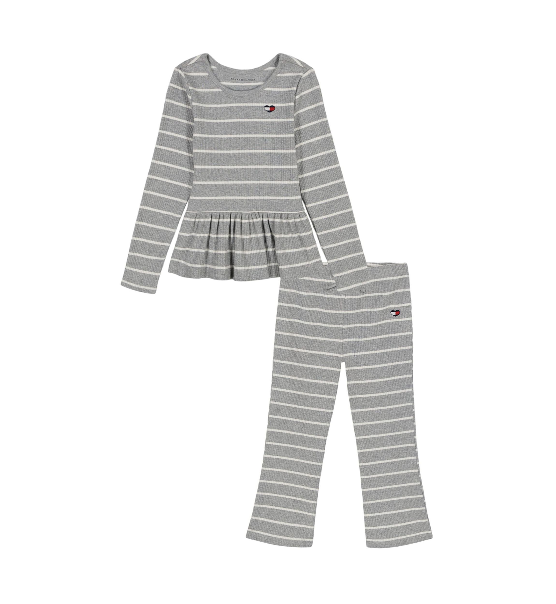 Girls 4-6x Stripe Peplum Top and Flare Pants Set