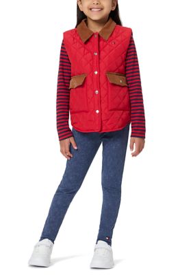 Tommy Hilfiger Girls 4-6x 3 Piece Barn Vest Set, 5