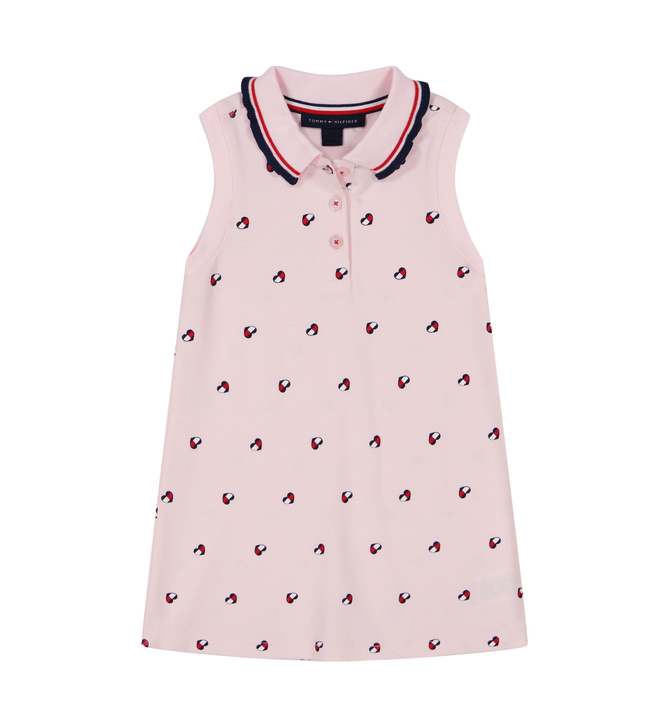 Girls 4-6x Piqué Heart Flag Printed Dress