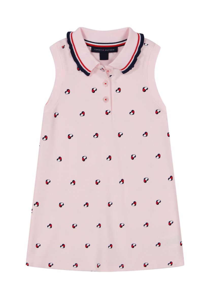 Girls 4-6x Piqué Heart Flag Printed Dress