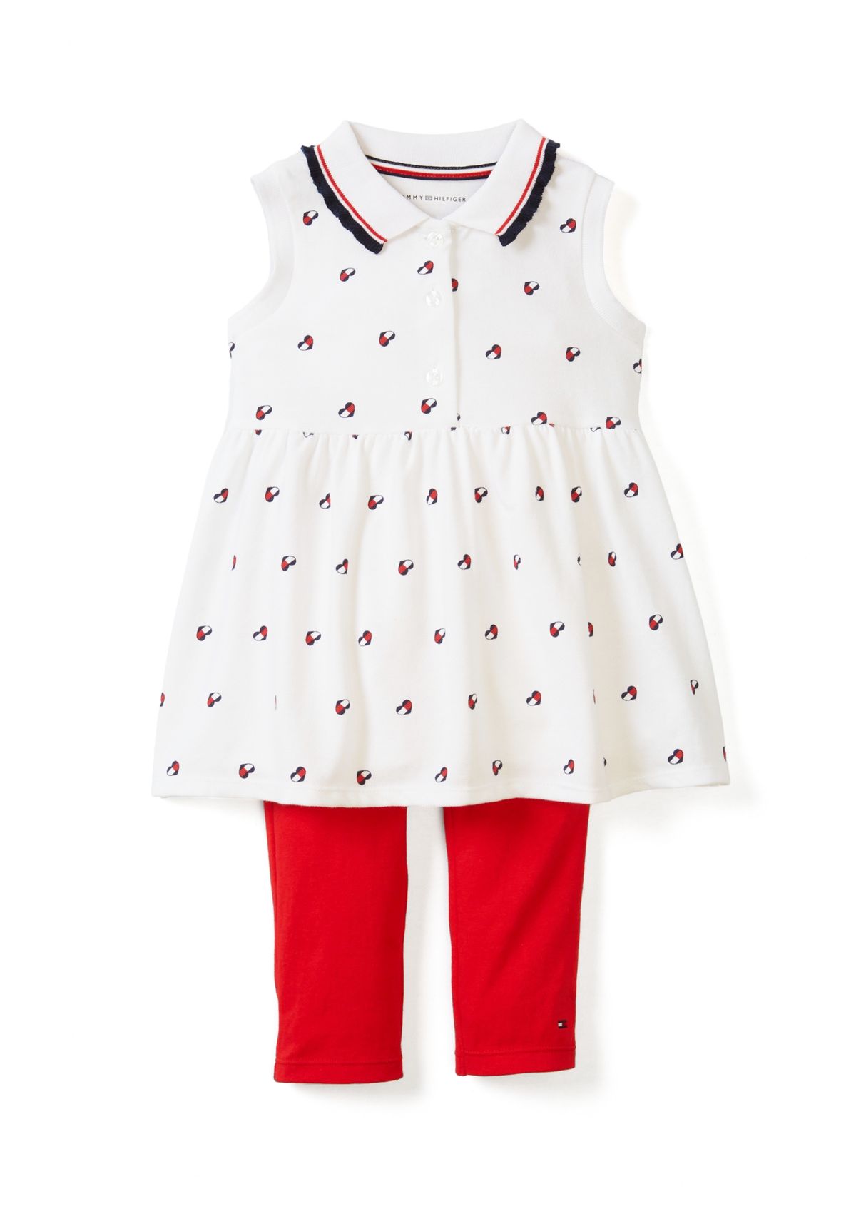 Girls 4-6x Heart Flag Printed Top and Leggings Set