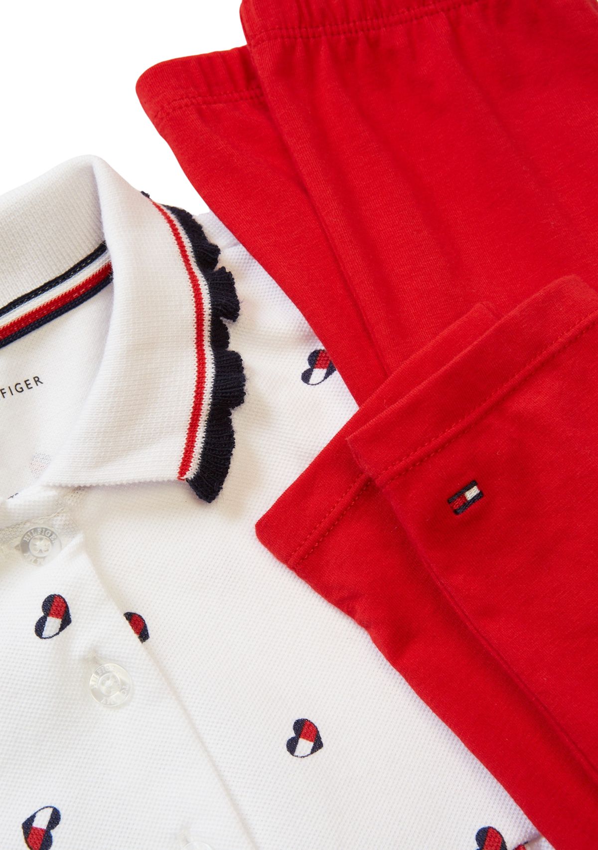 Girls 4-6x Heart Flag Printed Top and Leggings Set