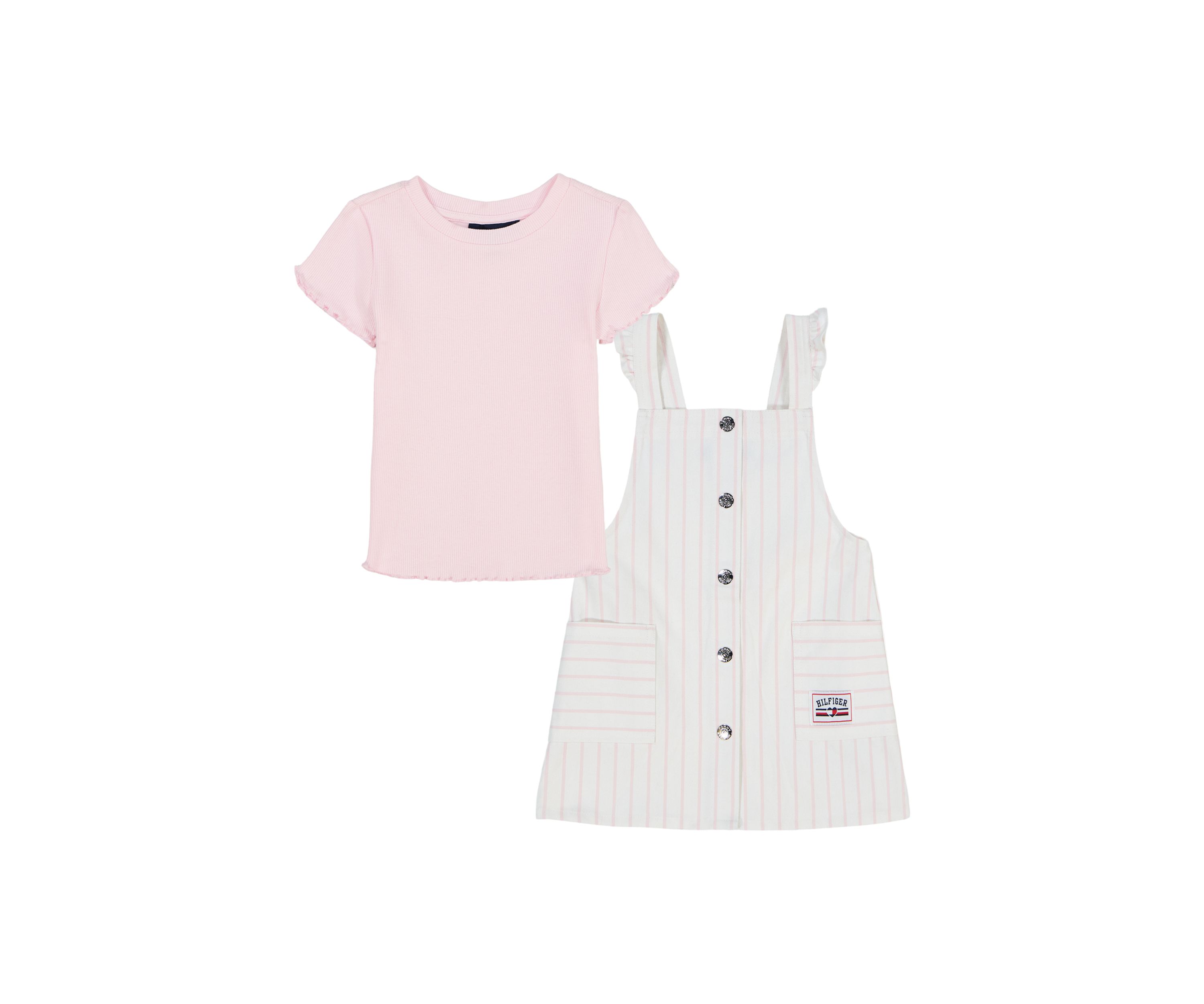 Girls 4-6x 2 Piece Striped Denim Skirtall Set