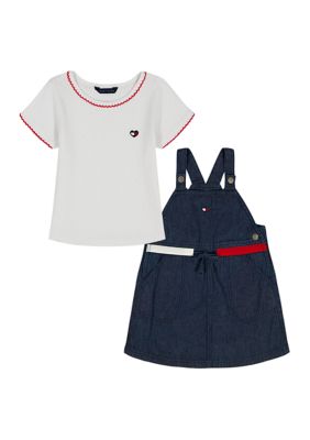 Tommy Hilfiger Girls 4-6x Shirt and Denim Skirtall Set
