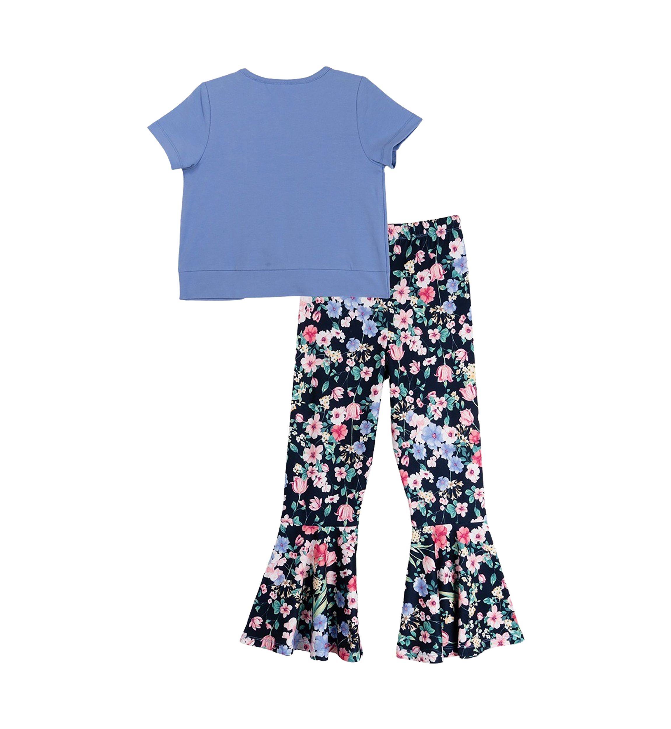Girls 7-16 Solid Knit Top and Printed Leggings Set with Scrunchie