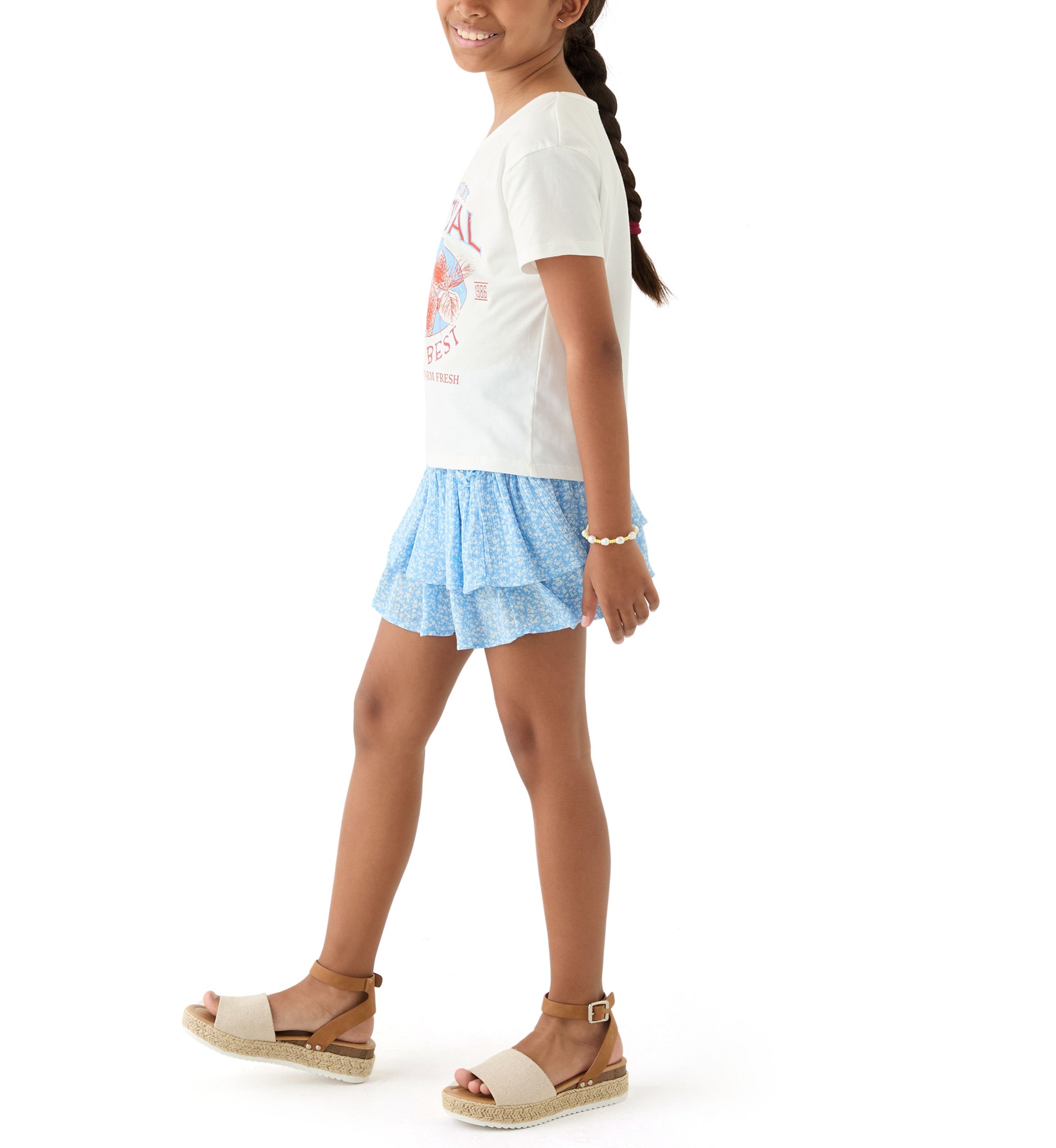 Girls 7-16 Strawberry Graphic T-Shirt and Floral Skort Set