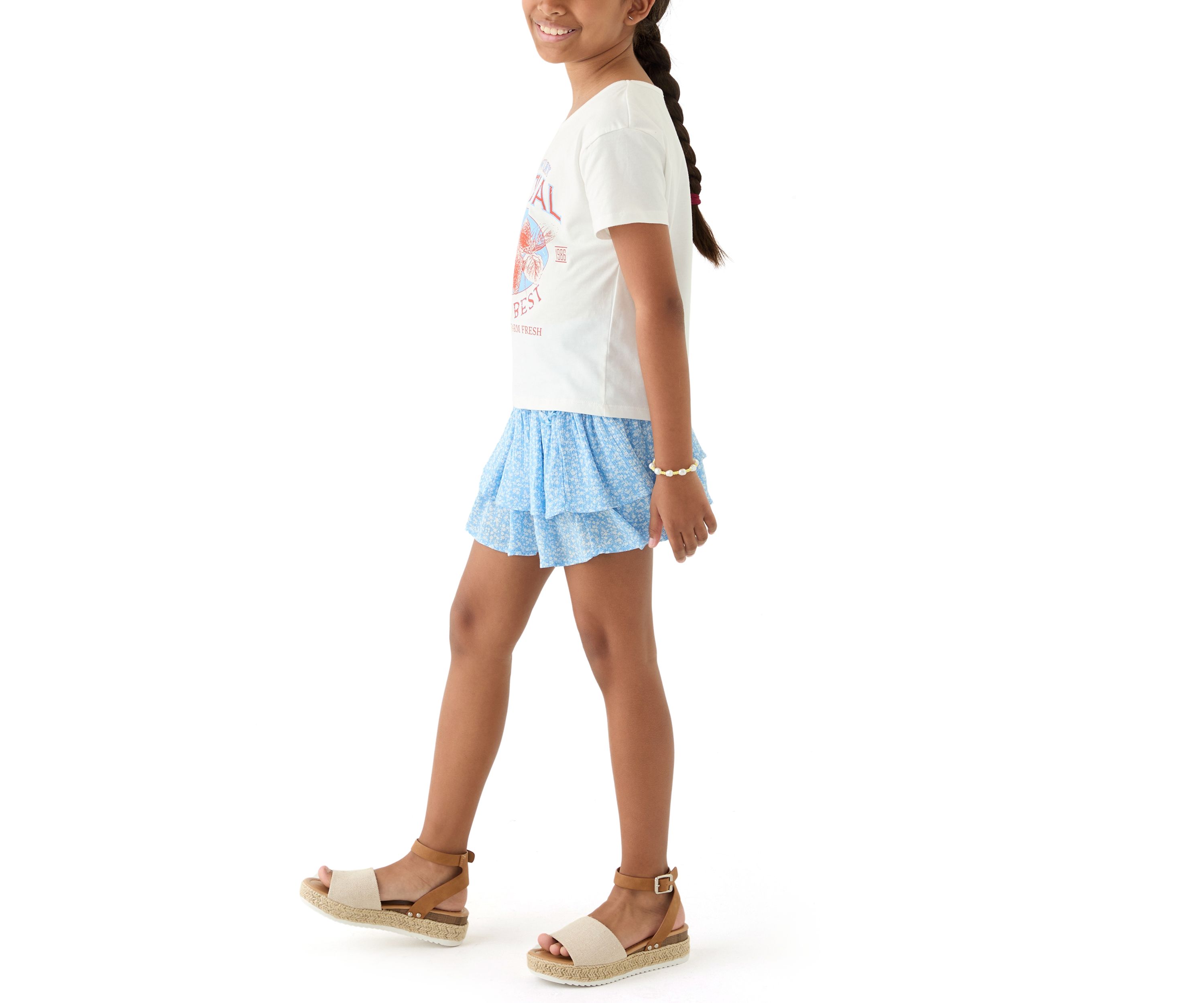 Girls 7-16 Strawberry Graphic T-Shirt and Floral Skort Set