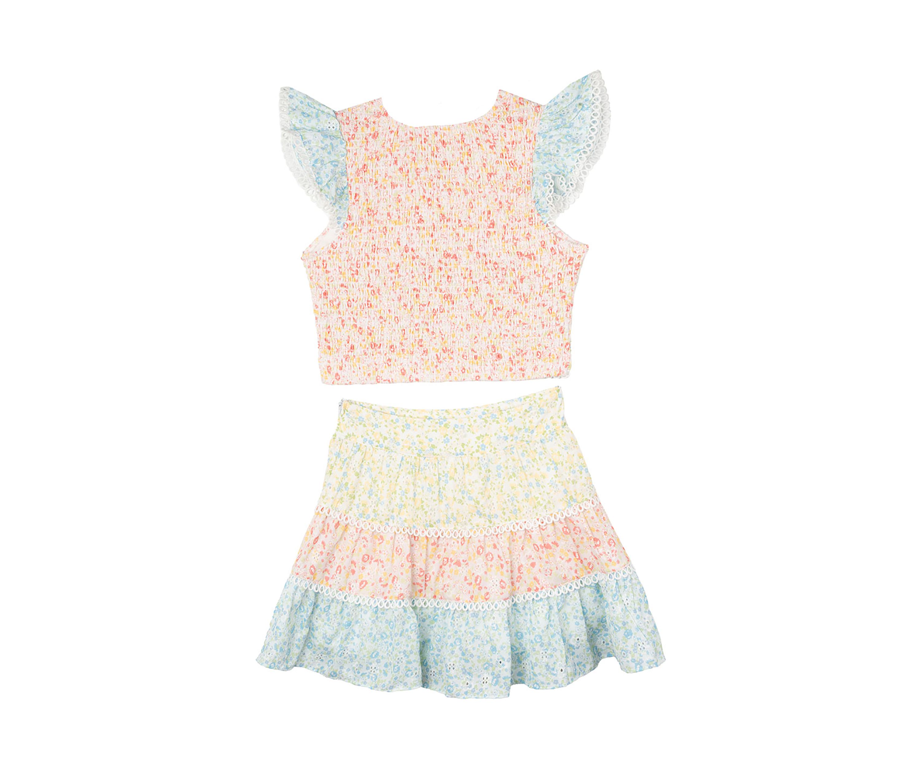 Girls 7-16 Mixed Printed Top and Skort Set