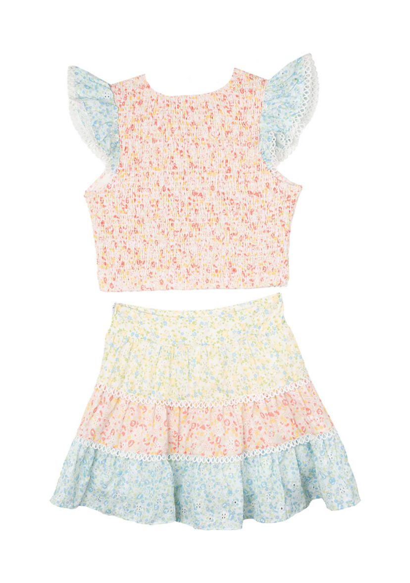 Girls 7-16 Mixed Printed Top and Skort Set