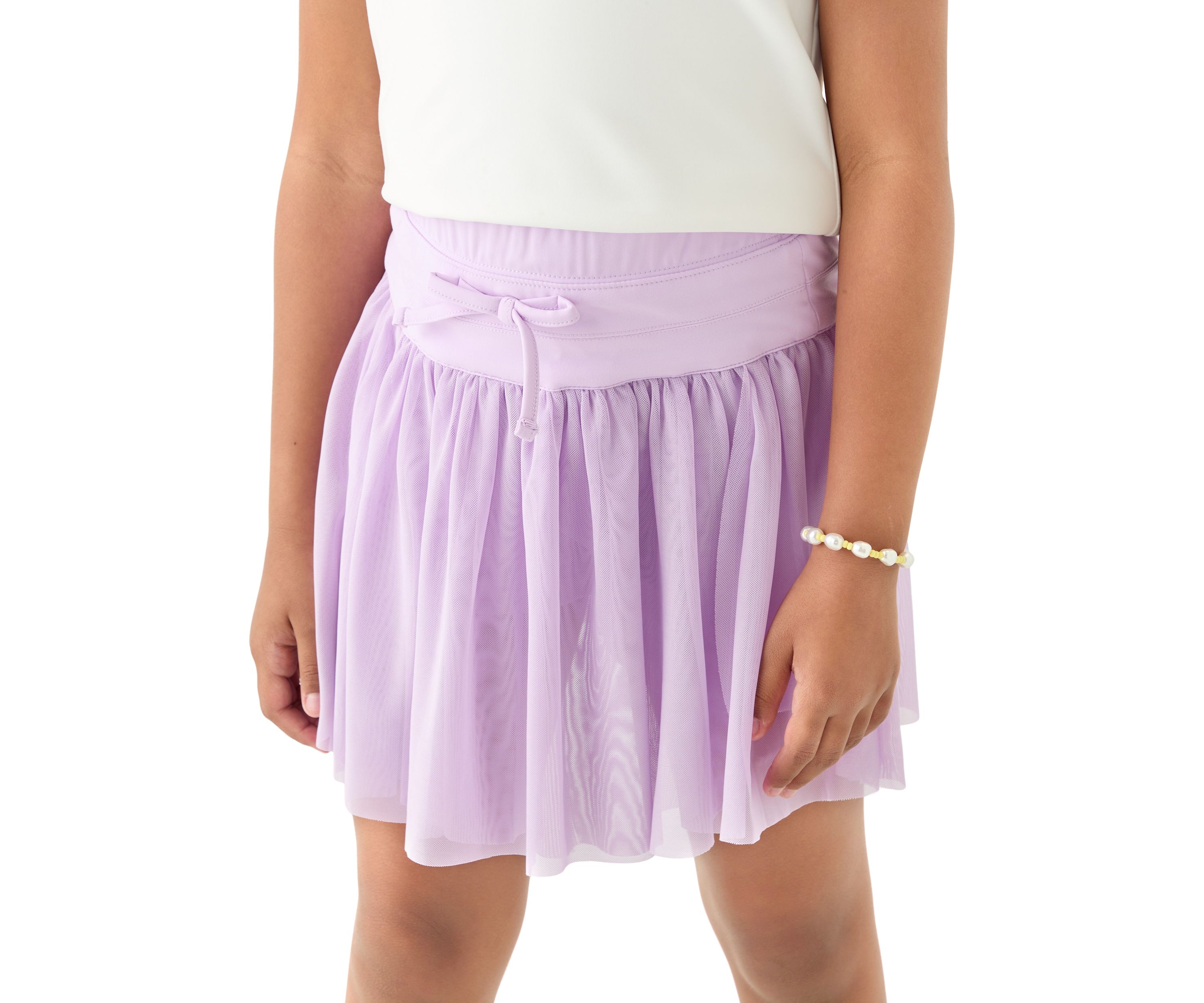 Girls 7-16 V-Neck T-Shirt and Mesh Skort Set